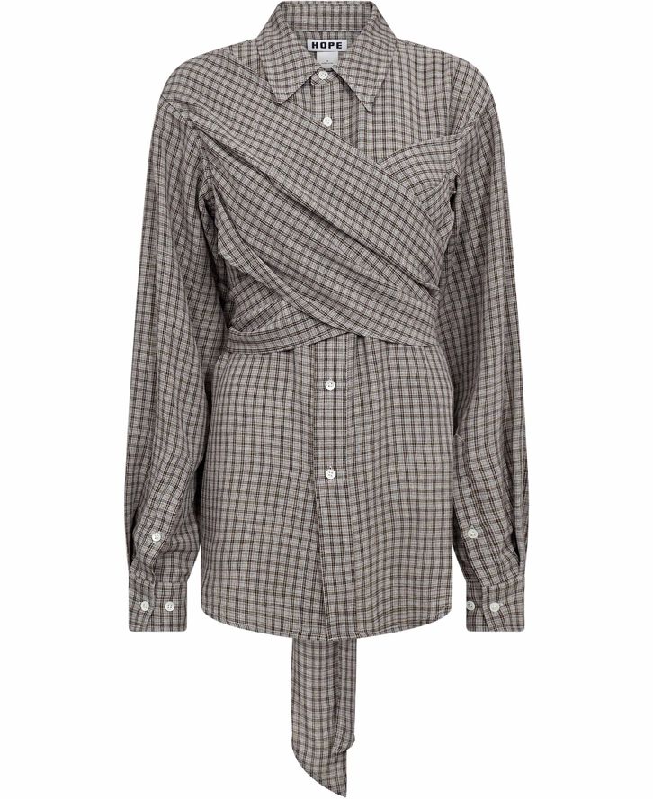 Twisty shirt Soft Grey Check-36