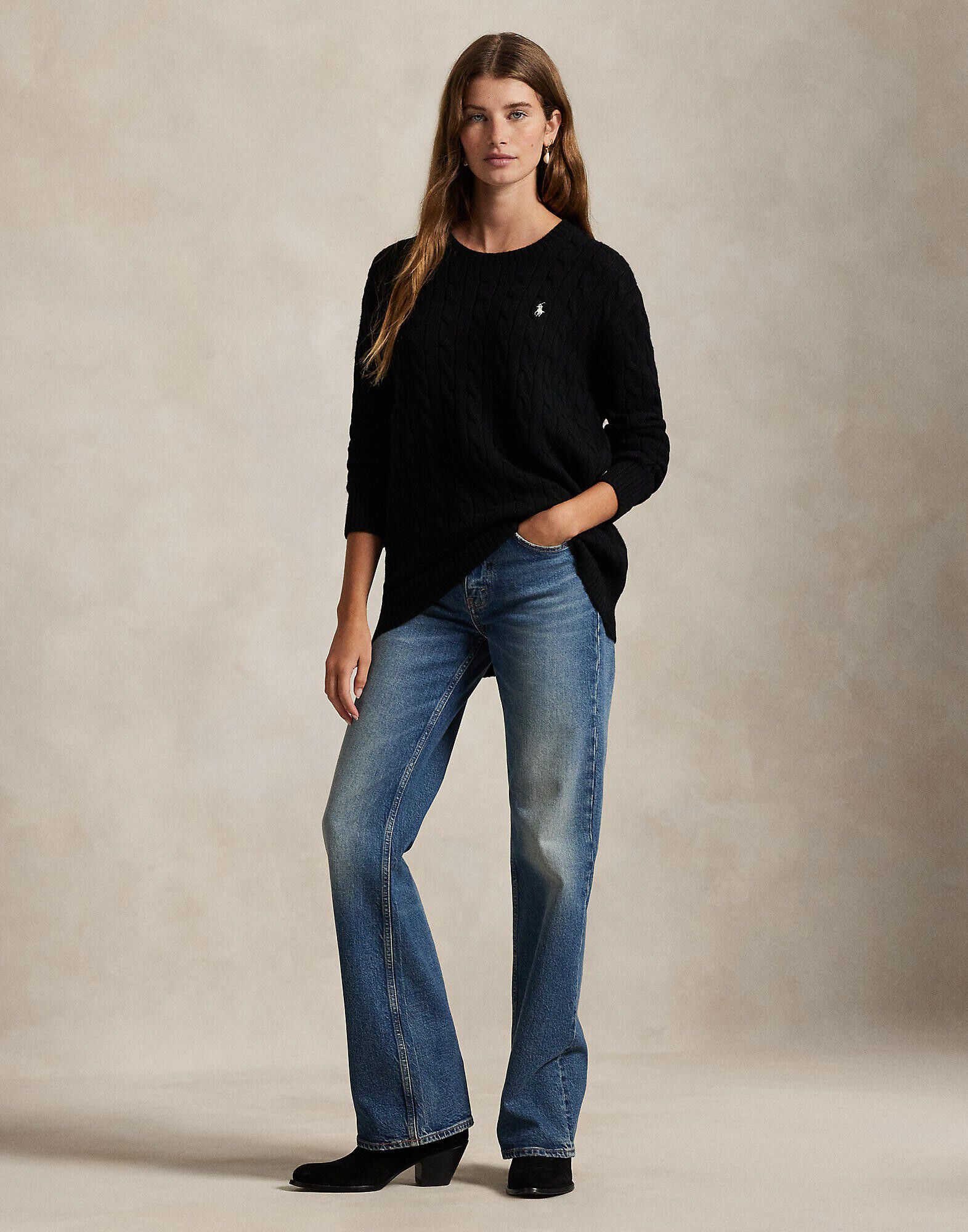 Cable Wool-Cashmere Crewneck Sweater