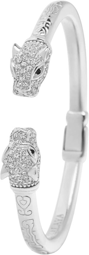 Men's Panther Bangle with CZ in Silver Plated Brass