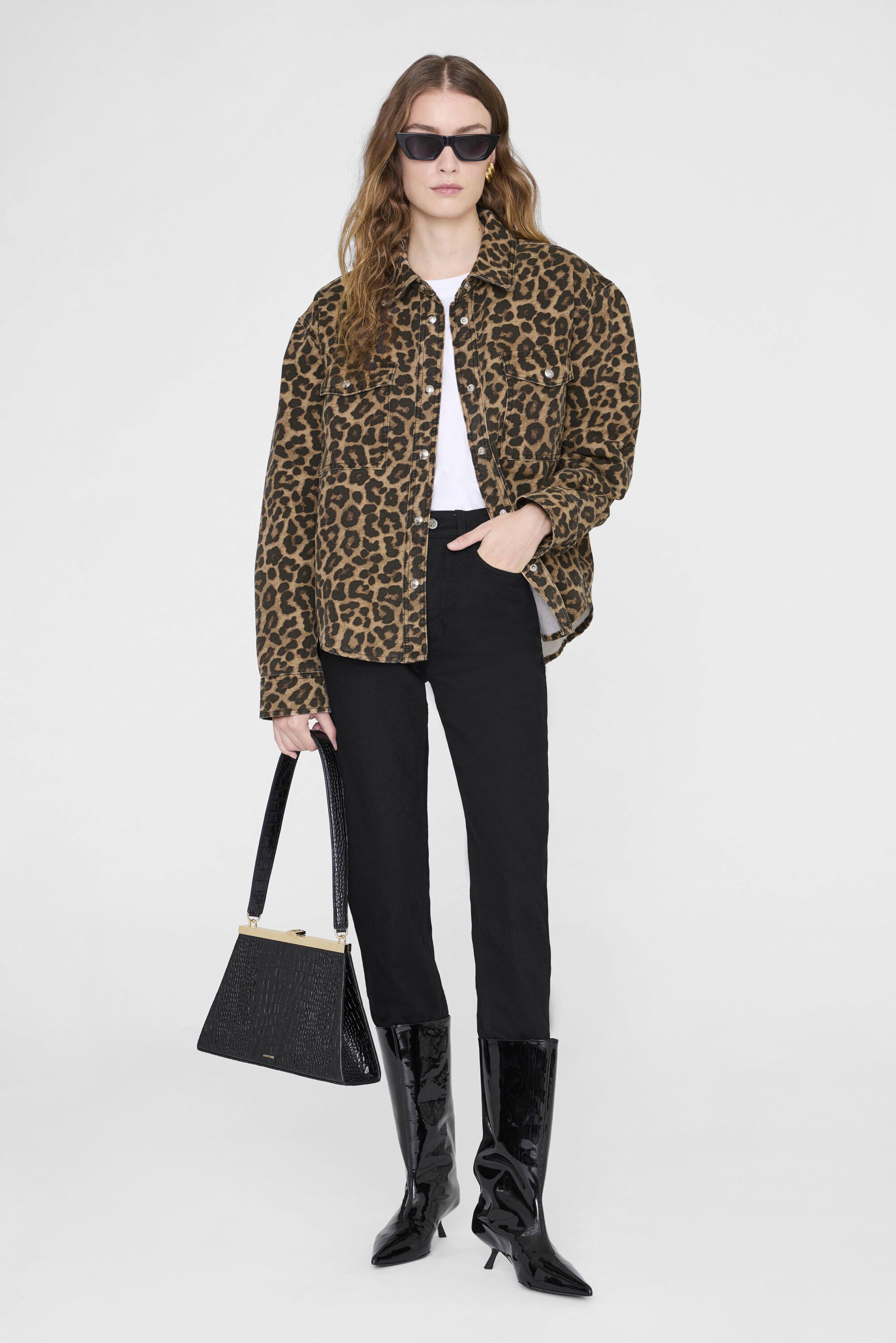 PAXTON SHIRT - BLACK AND BROWN LEOPARD