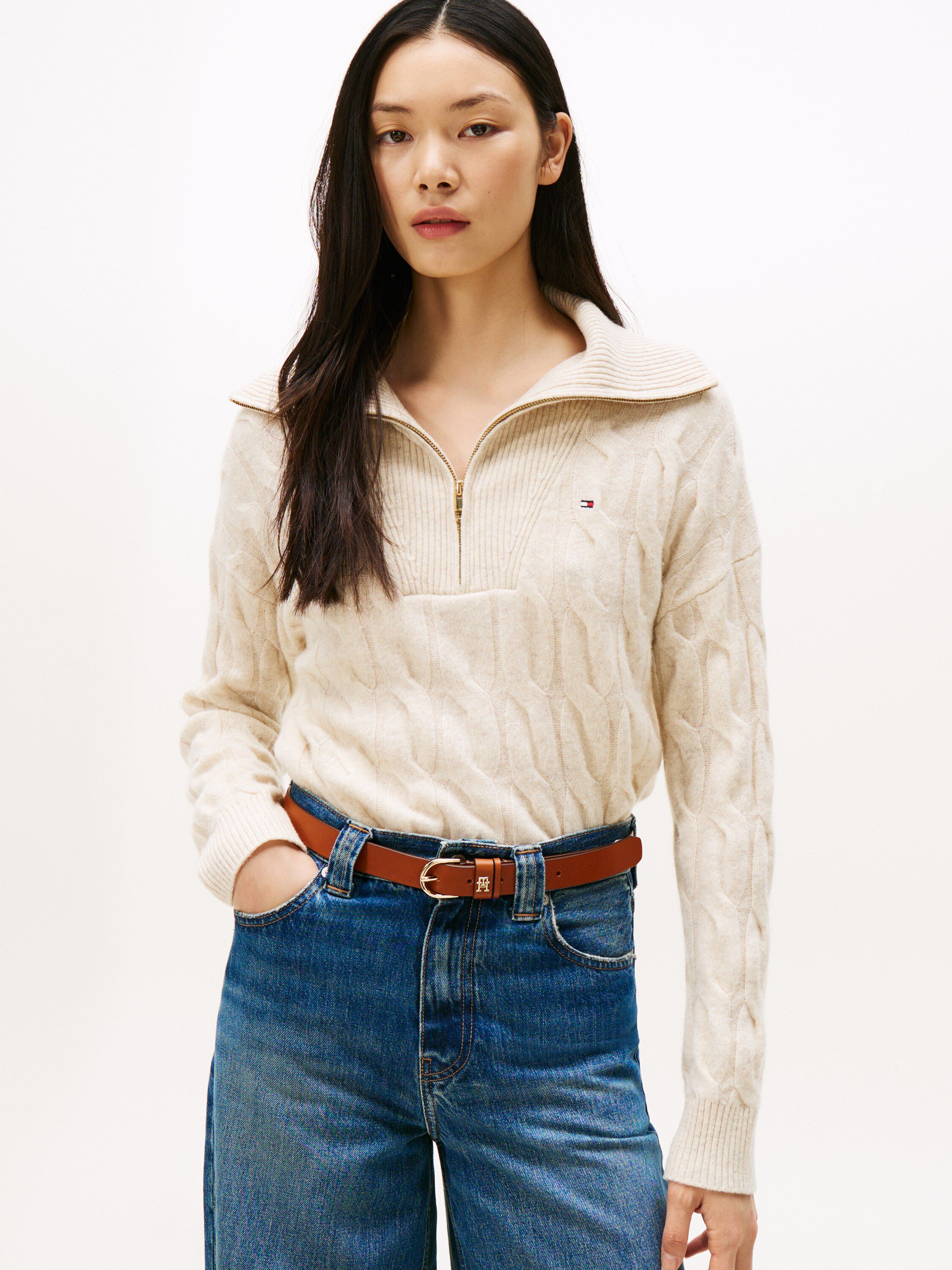 SOFT WOOL CABLE 1/2 ZIP LS SWT