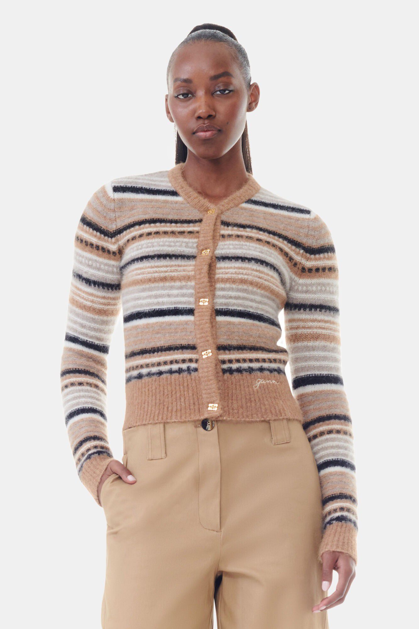 Soft Wool Stripe Cardigan