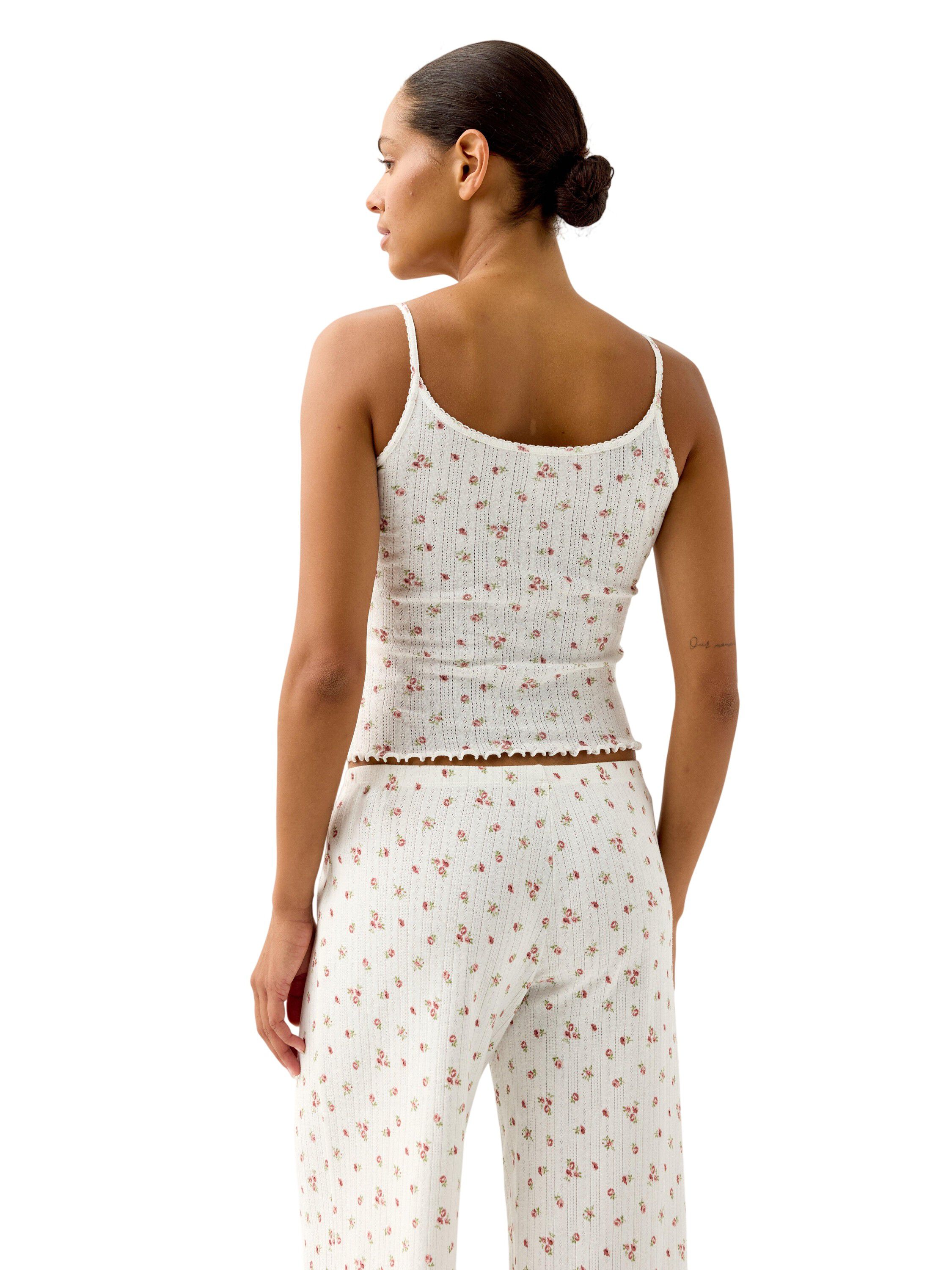 Pyjama top in soft cotton pointelle