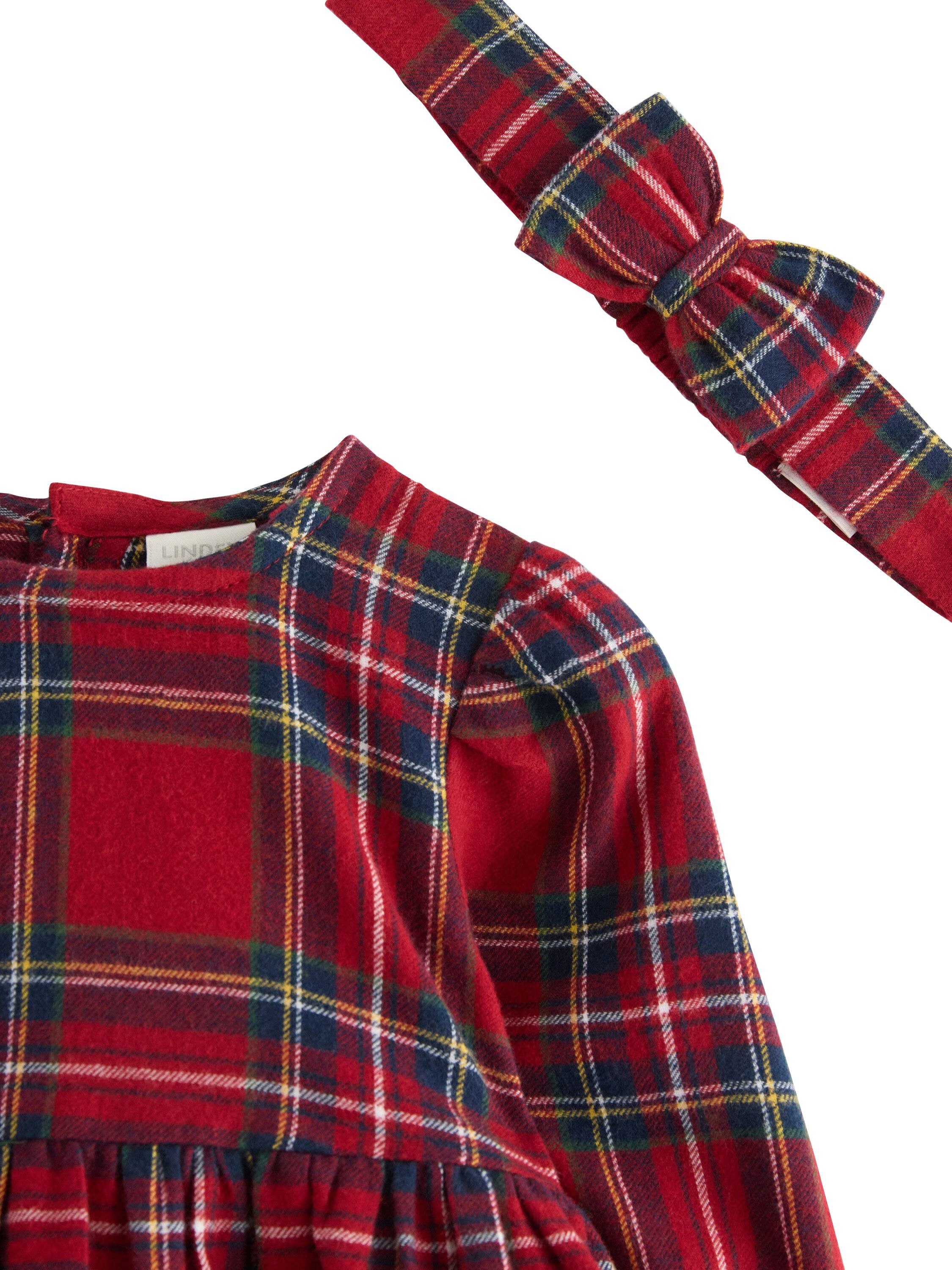 Sett med en rutete kjole i myk bomu