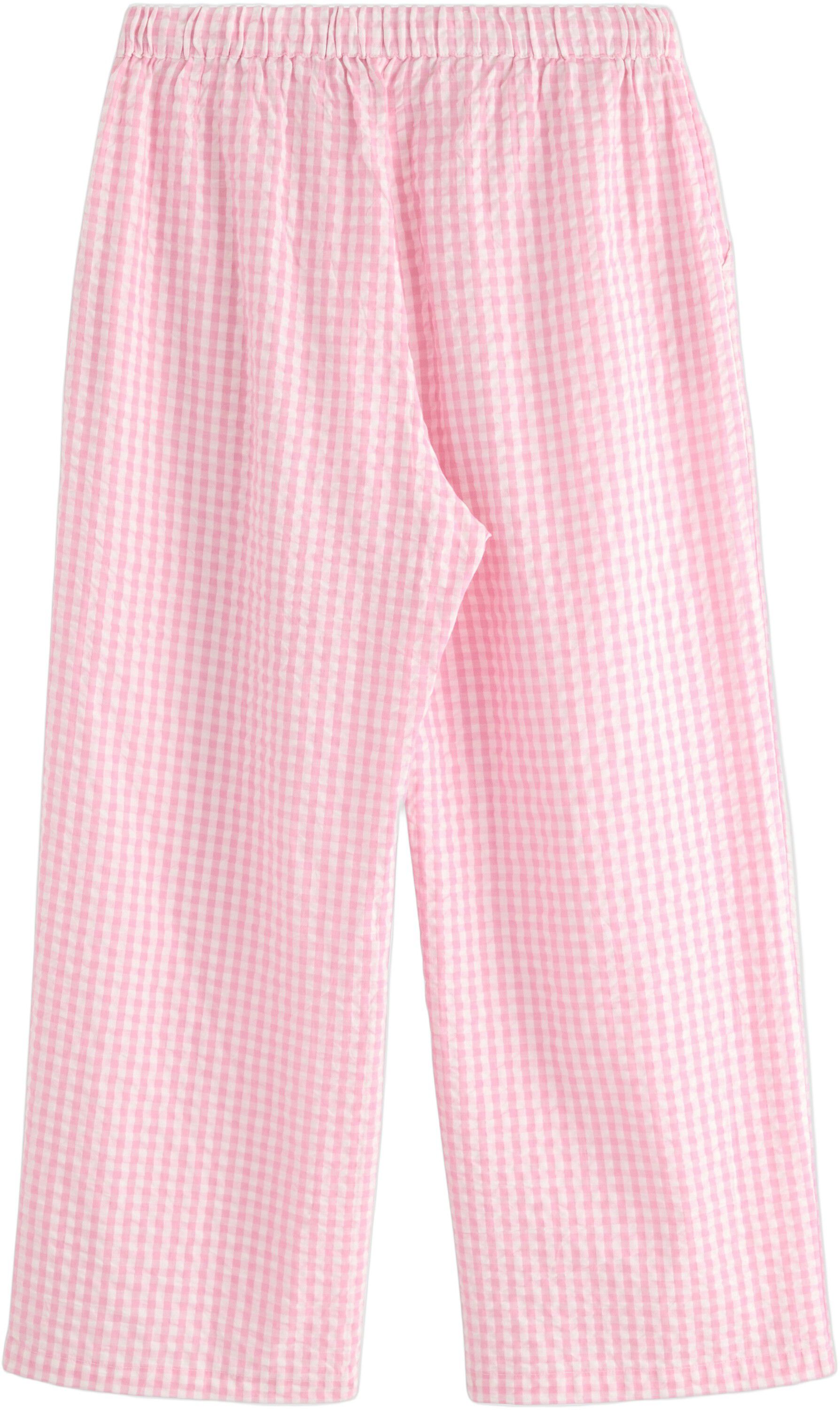 Pyjamasbukser i bl&oslash;d seersucker med