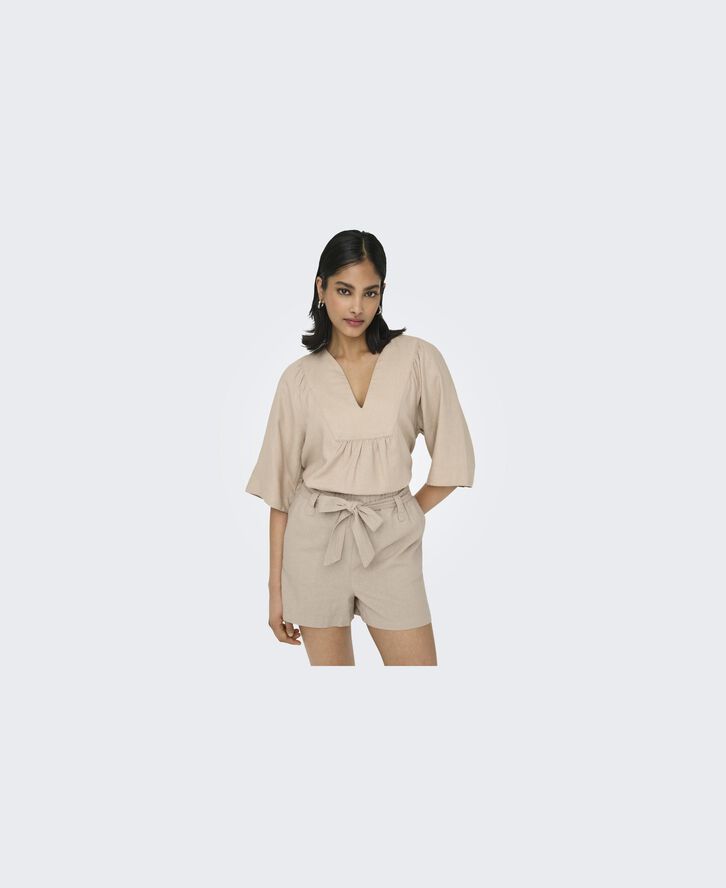 ONLCARO 2/4 V-NECK LINEN BL TOP CC