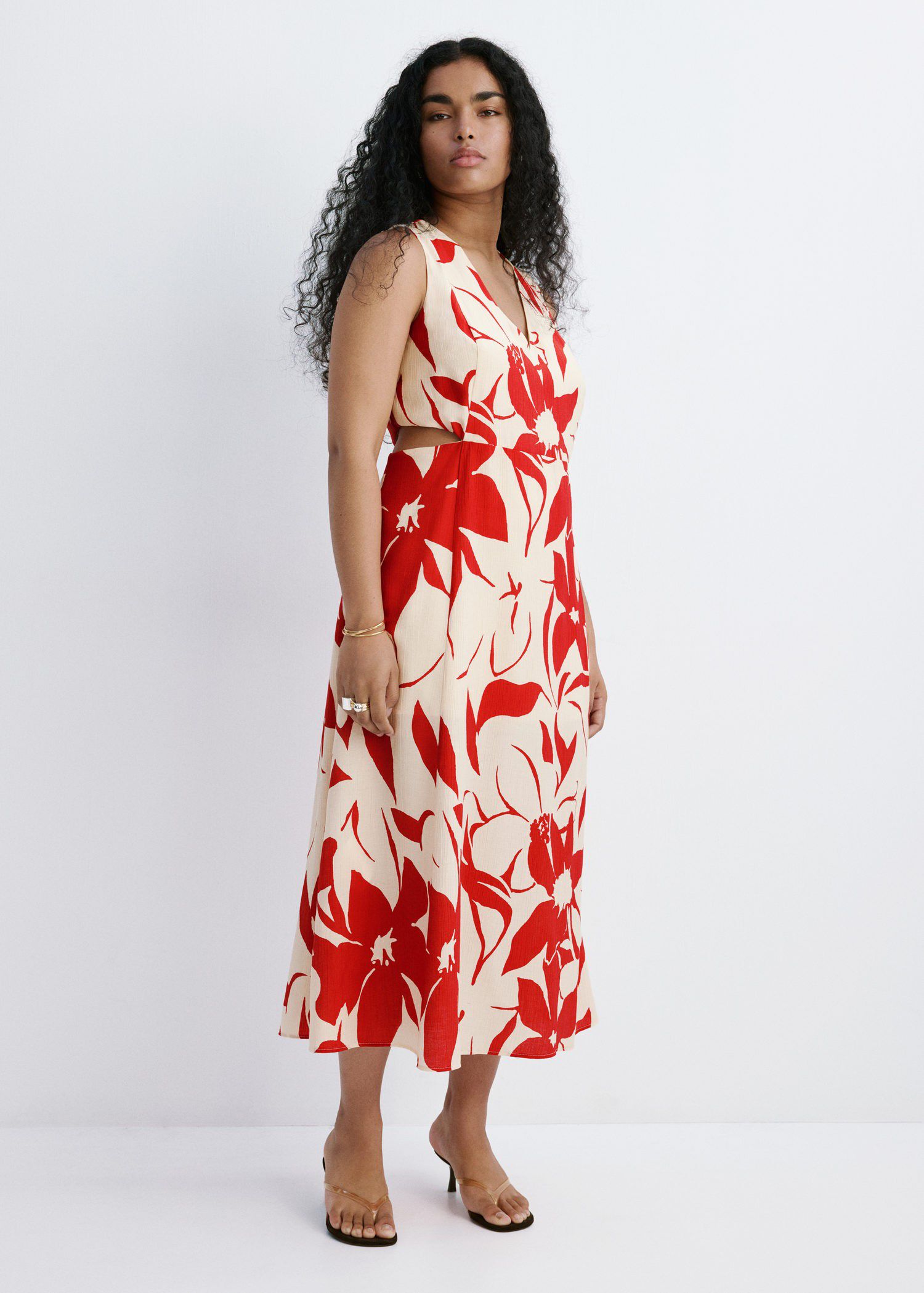 Floral print cut-out dress