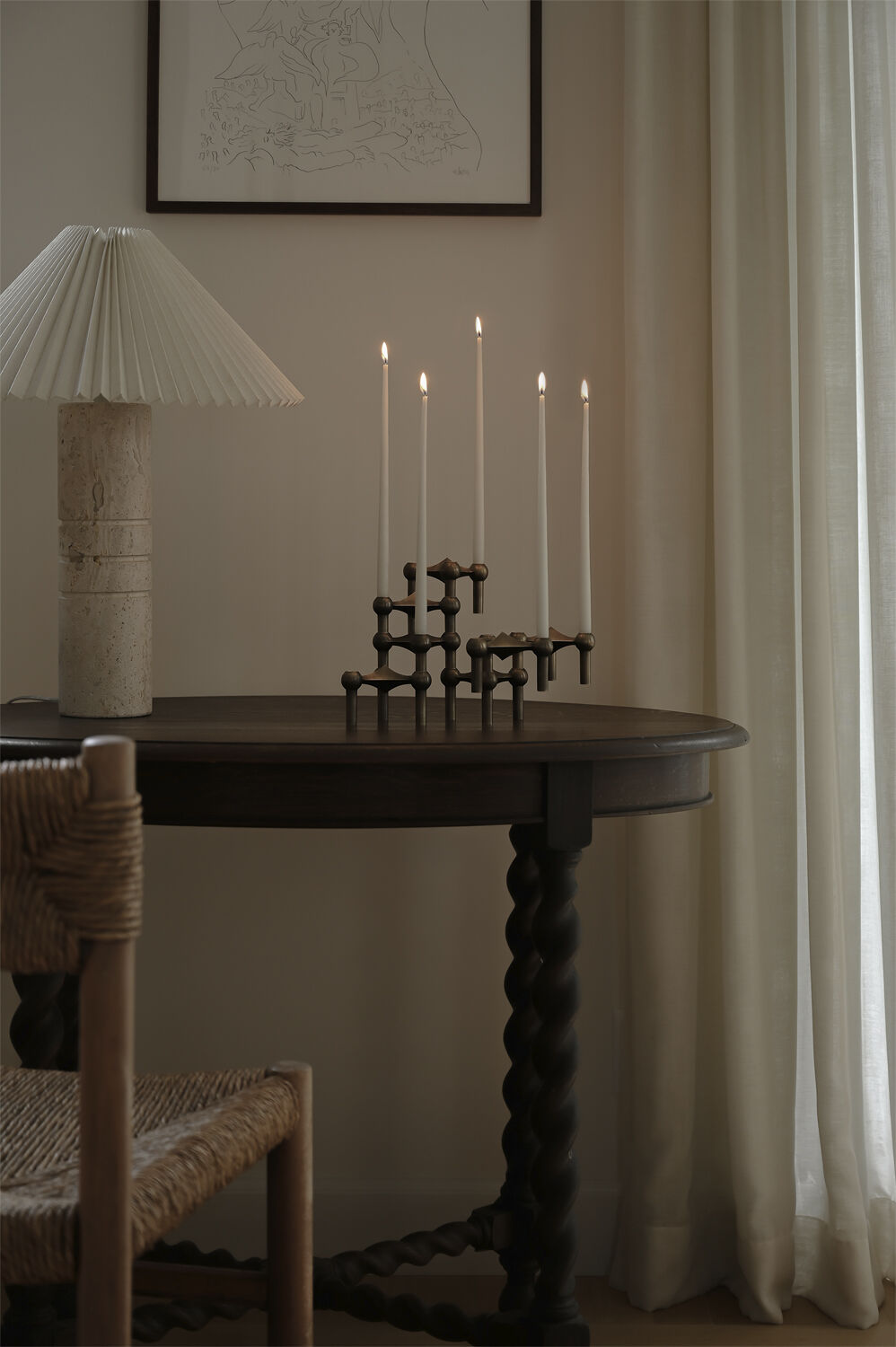 STOFF Nagel candle holder/stage set with 3 pcs - bronzed bra