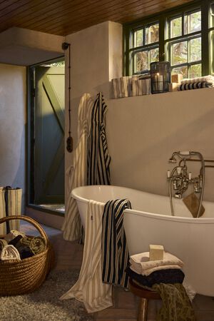 Striped Terry Towel Blackish Navy/Lt Beige