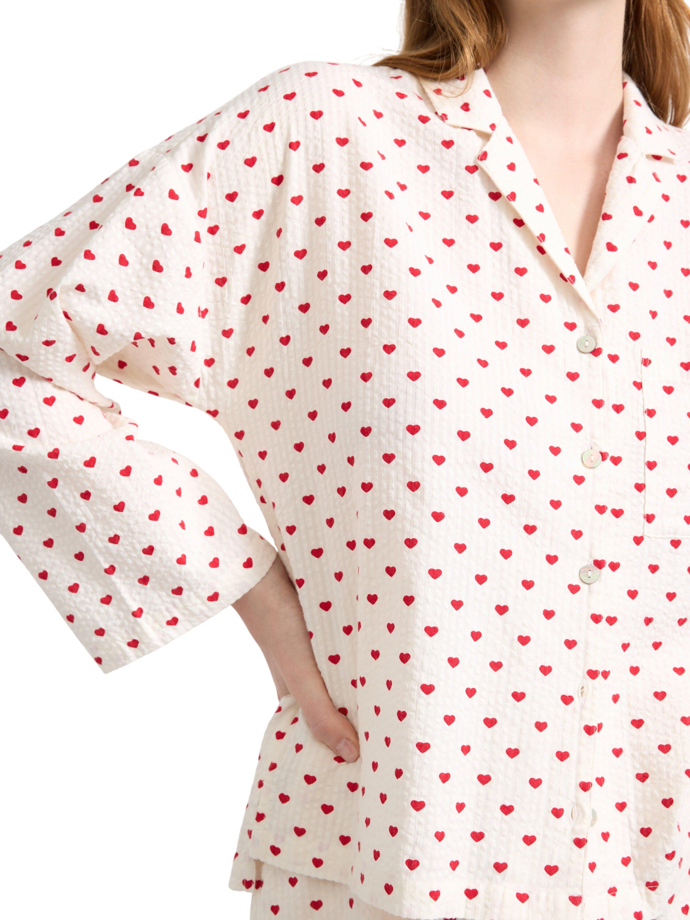 Pyjama shirt in seersucker with lon