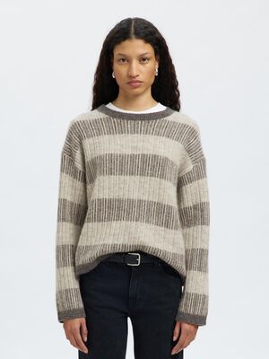 SLFALVA LS KNIT STRIPE O-NECK