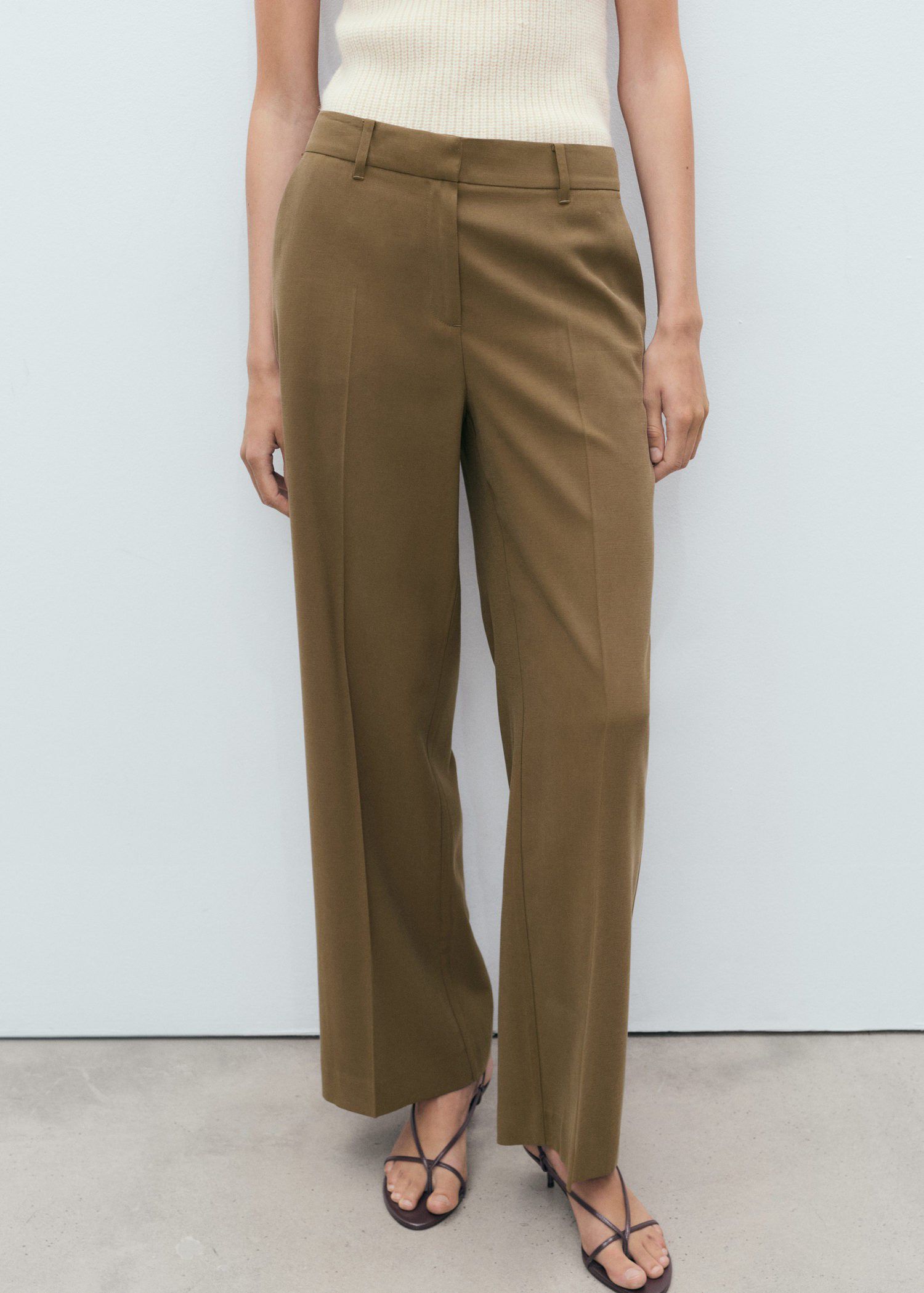 Straight mid-rise trousers