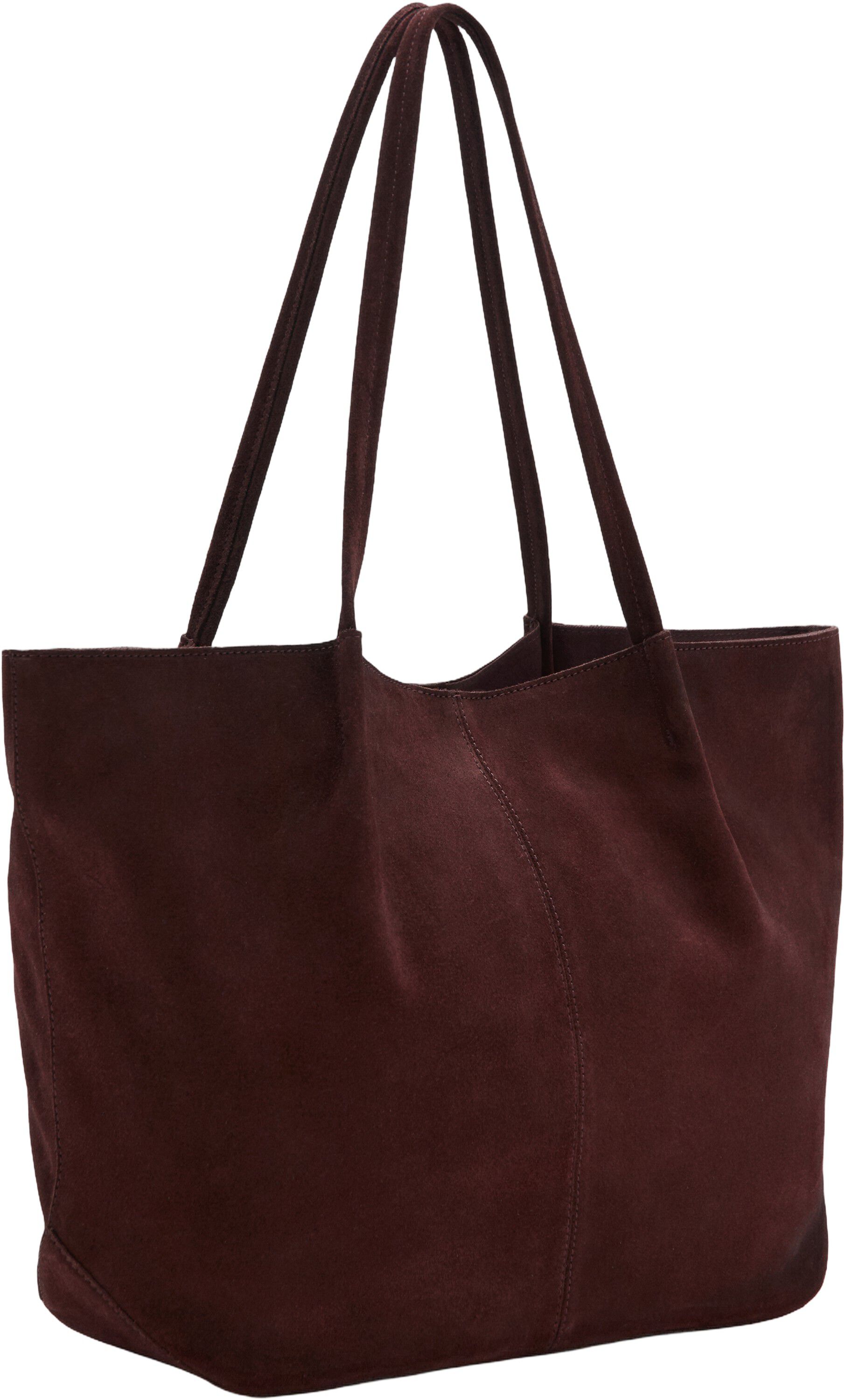 Suede leather shopper bag