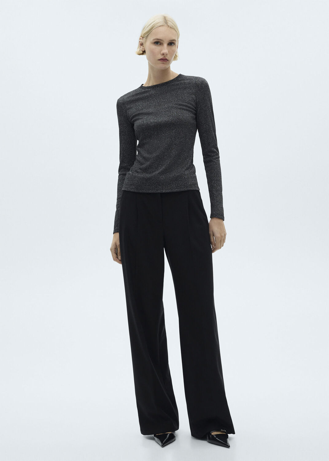 Long-sleeved lurex t-shirt