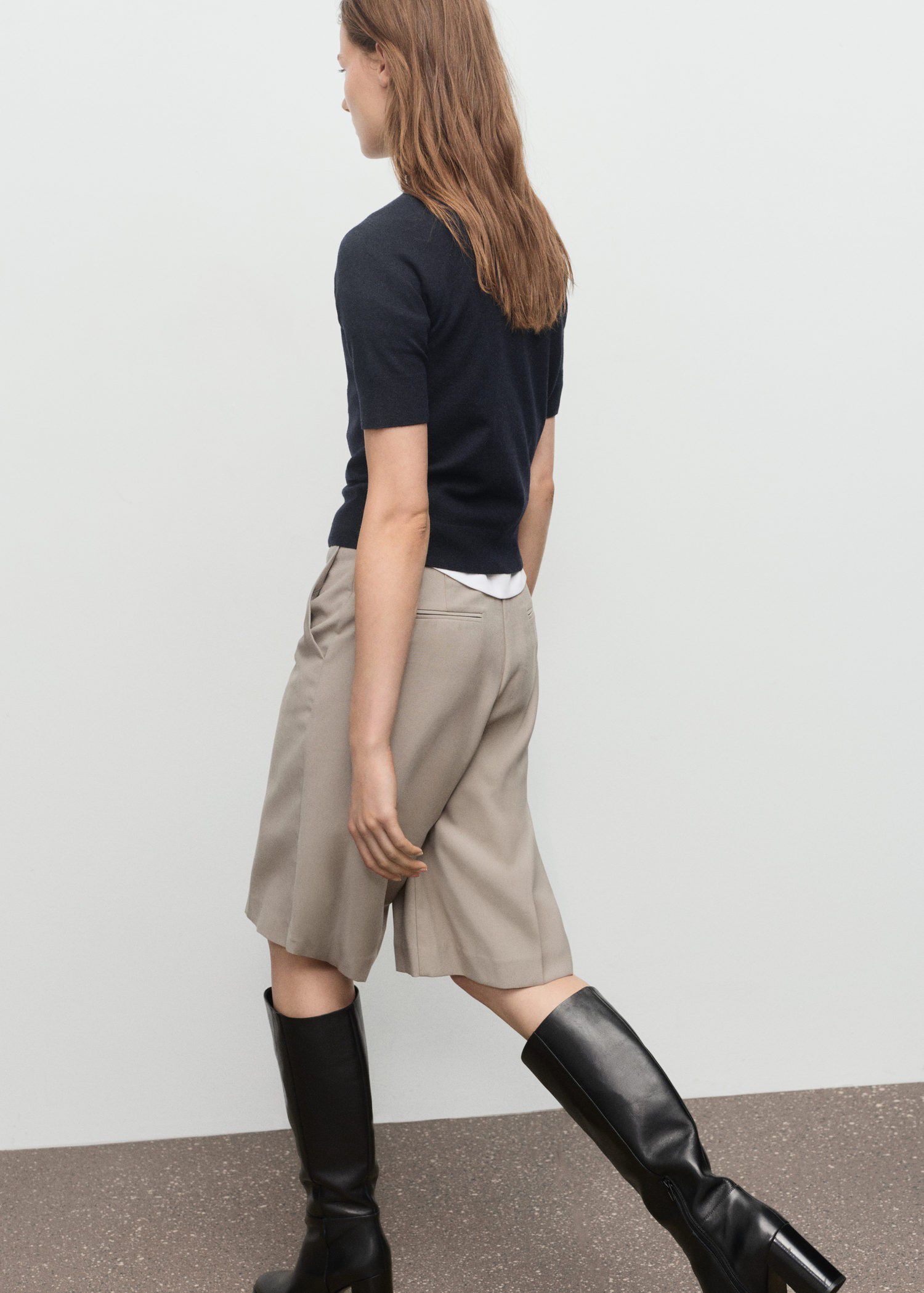 Short-sleeved wool-blend sweater