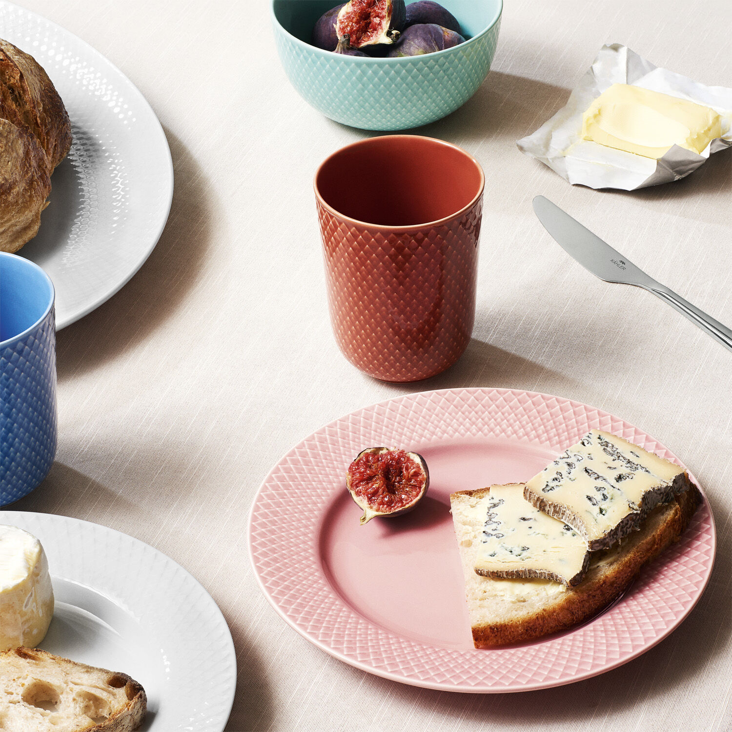 Rhombe Krus 33 cl bl&aring; porcel&aelig;n