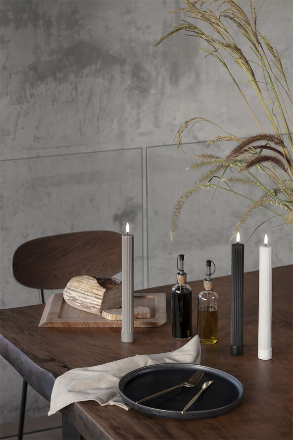 LED taper candle grooved, Sandstone, smooth, 2-pack, 3,2x25,