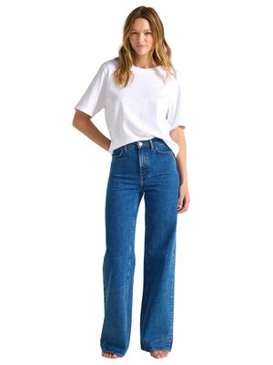 High waist jeans in cotton denim wi