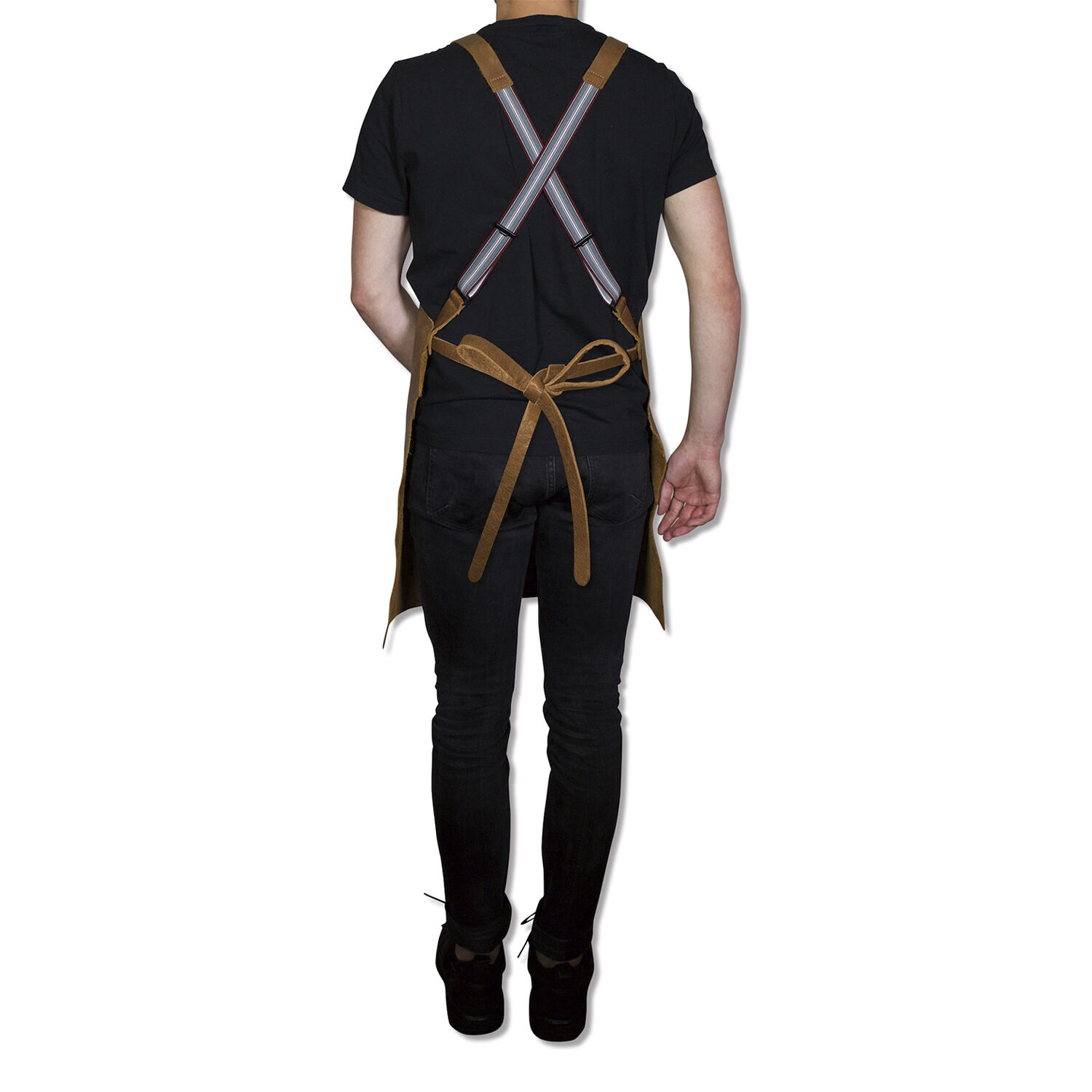 L&aelig;derforkl&aelig;de Suspender Serie Apron Vintage Camel