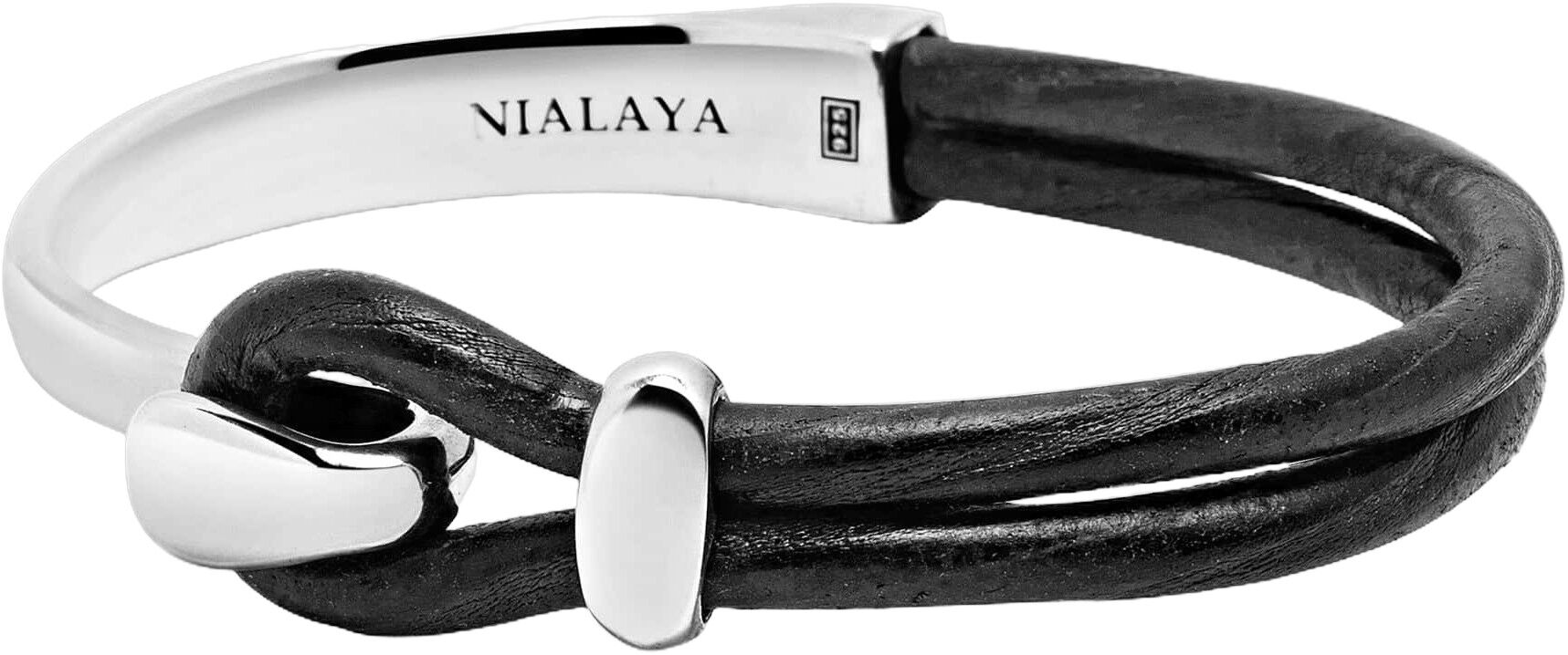 Sterling Silver Hook Leather Bracelet