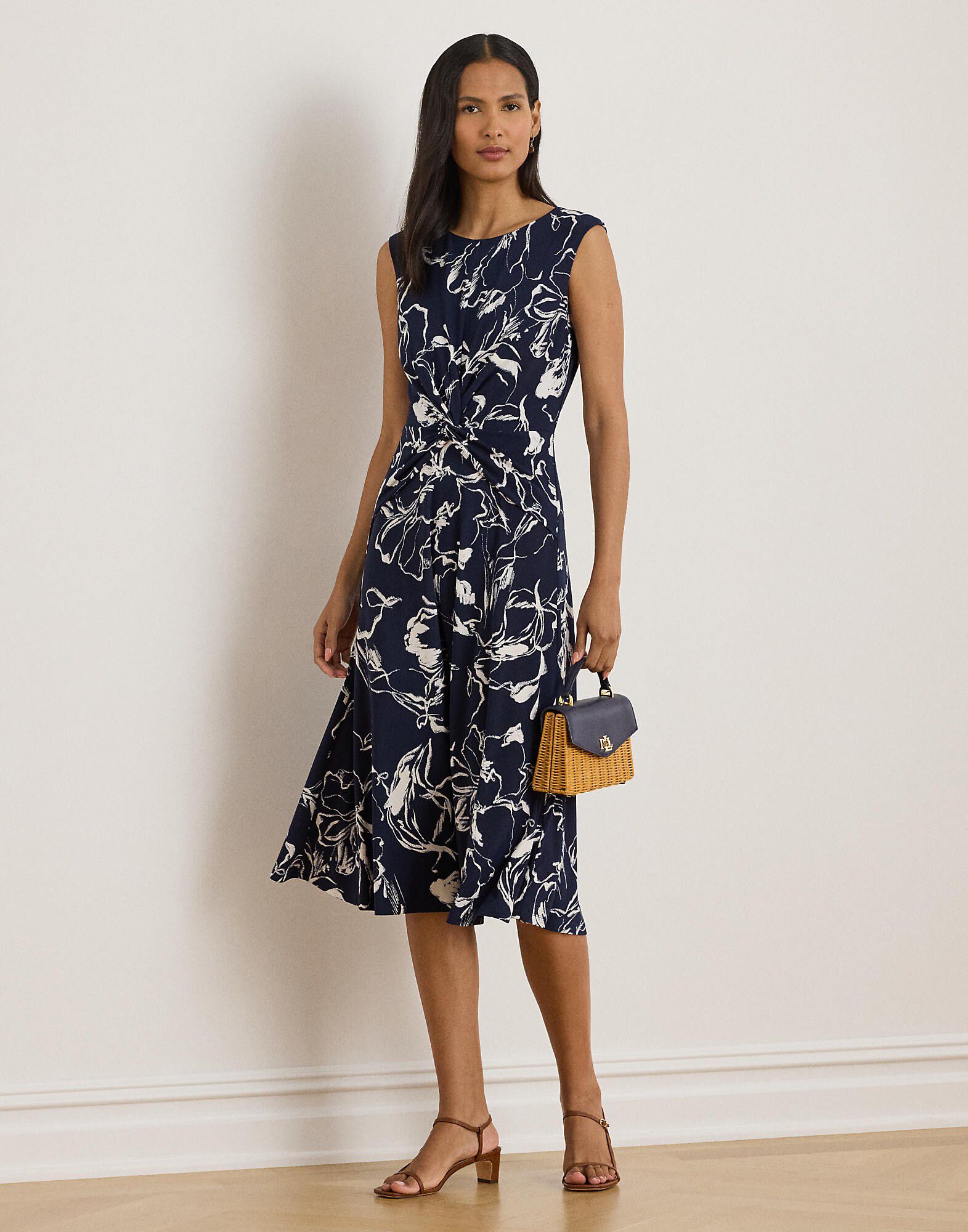 Floral Twist-Front Jersey Dress