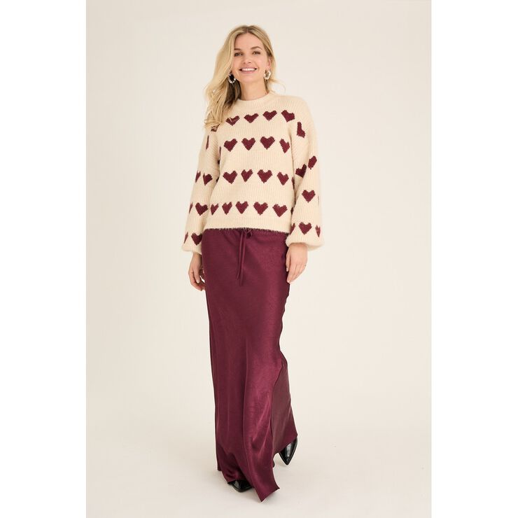 Heart knit pullover