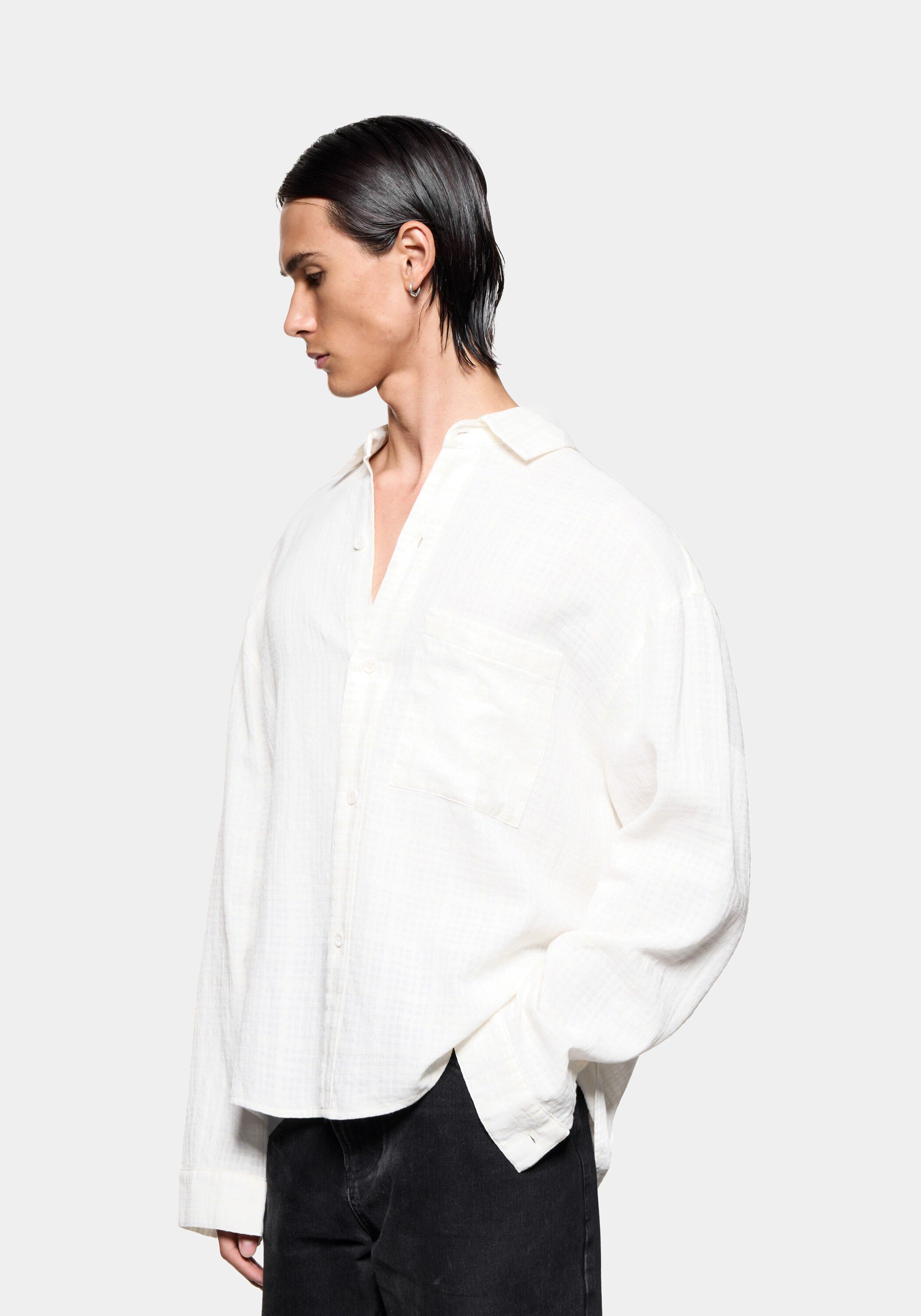 LOOSE WEAVE CHECK BOX DRESS SHIRT