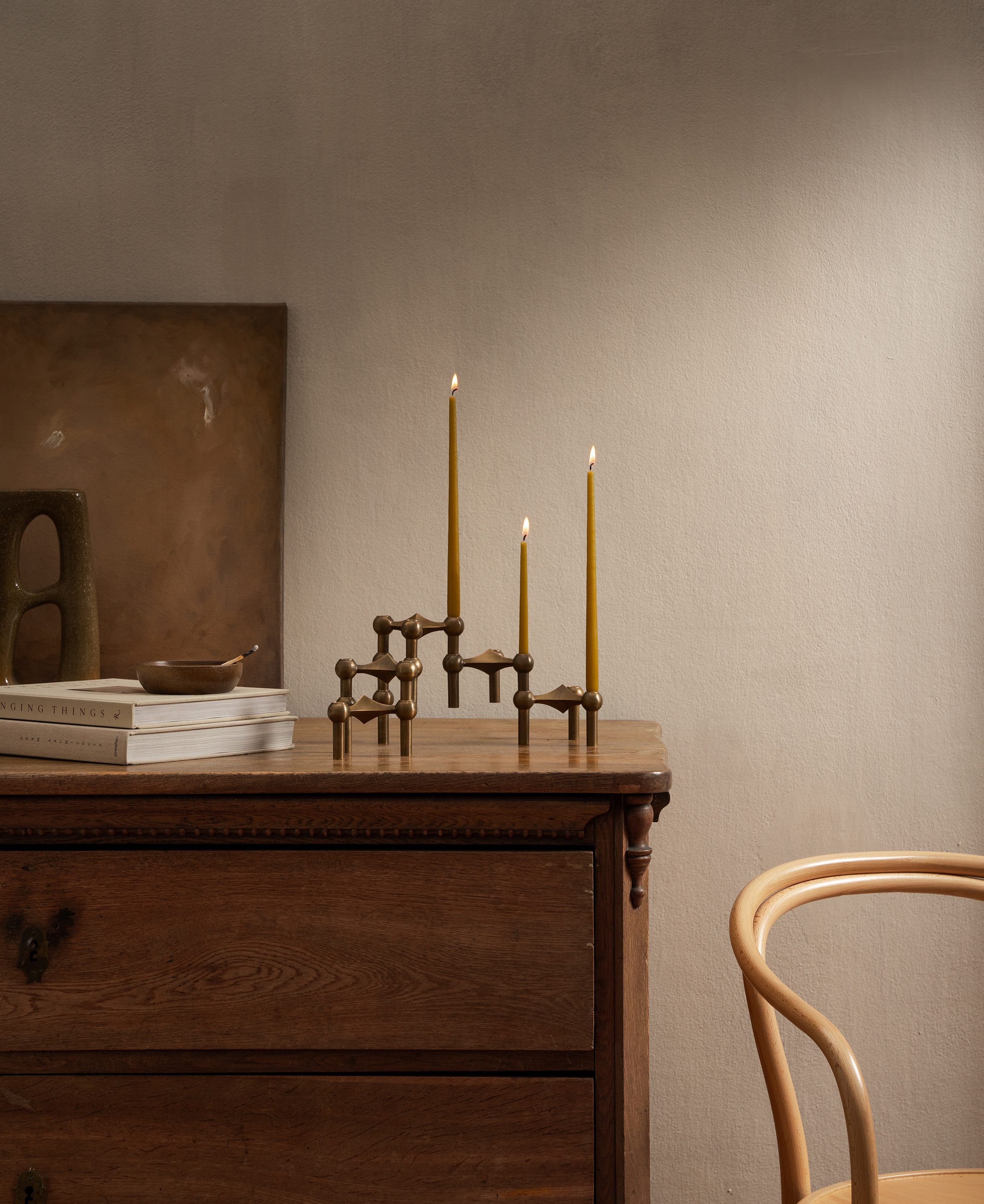 STOFF Nagel candle holder/stage set with 3 pcs - bronzed bra