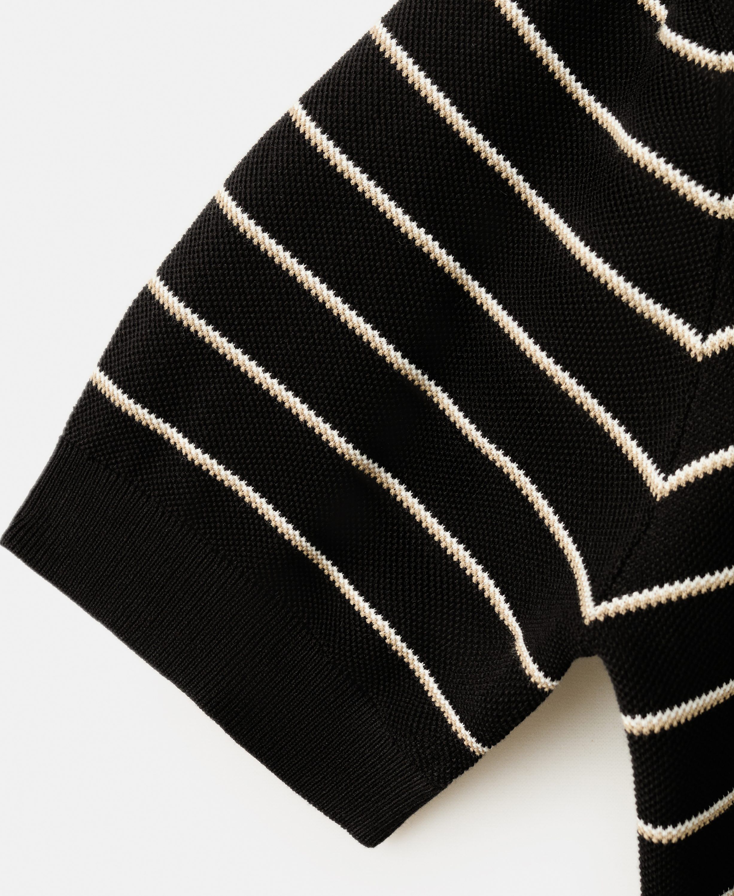 Striped knit cotton polo shirt