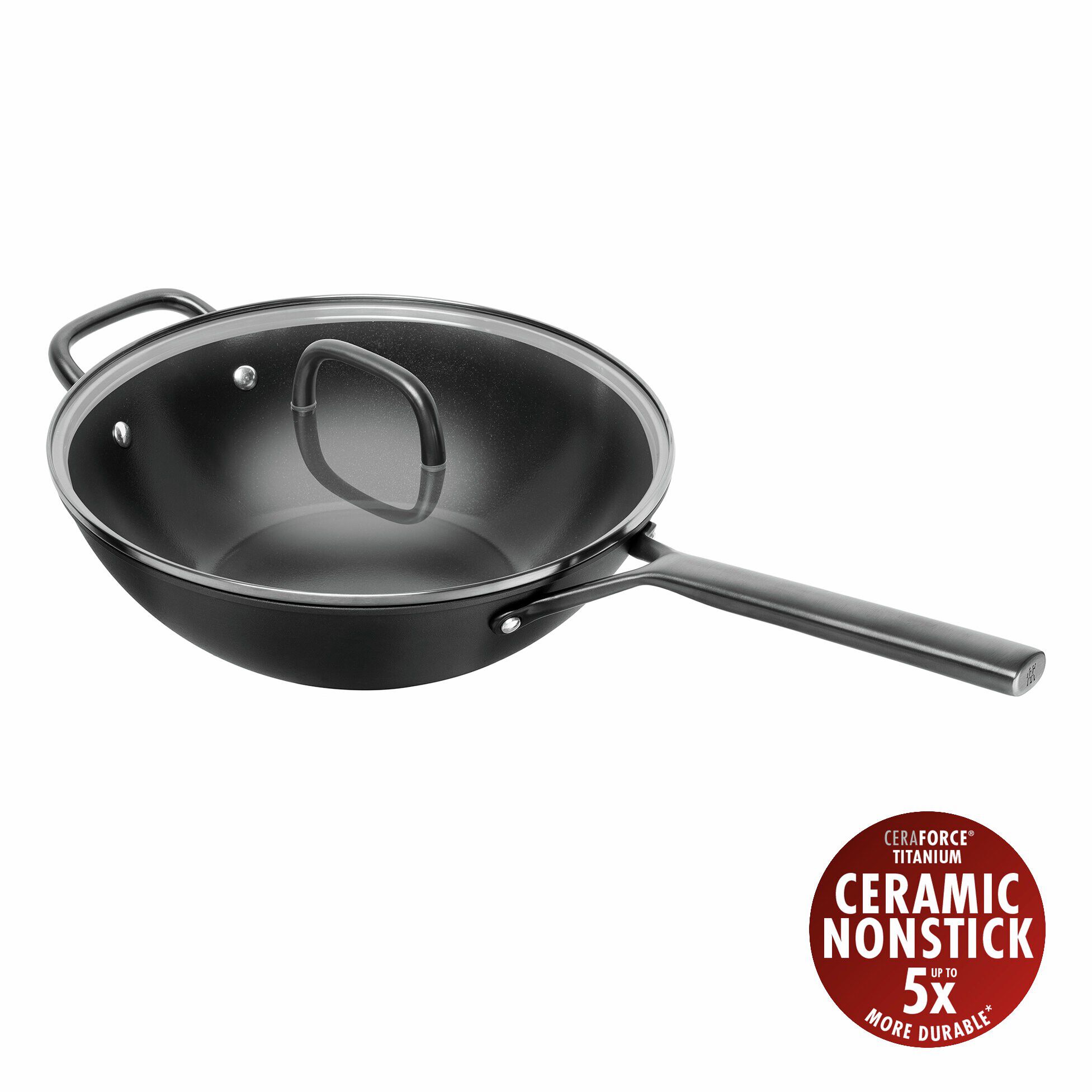 Milano, Wok med glaslock 30 cm, Aluminium