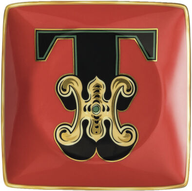 Bowl 12cm sq. flat, Holiday Alphabet T, Versace