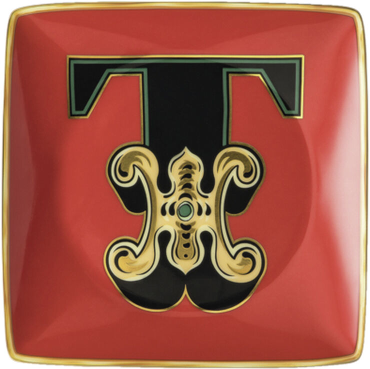 Bowl 12cm sq. flat, Holiday Alphabet T, Versace
