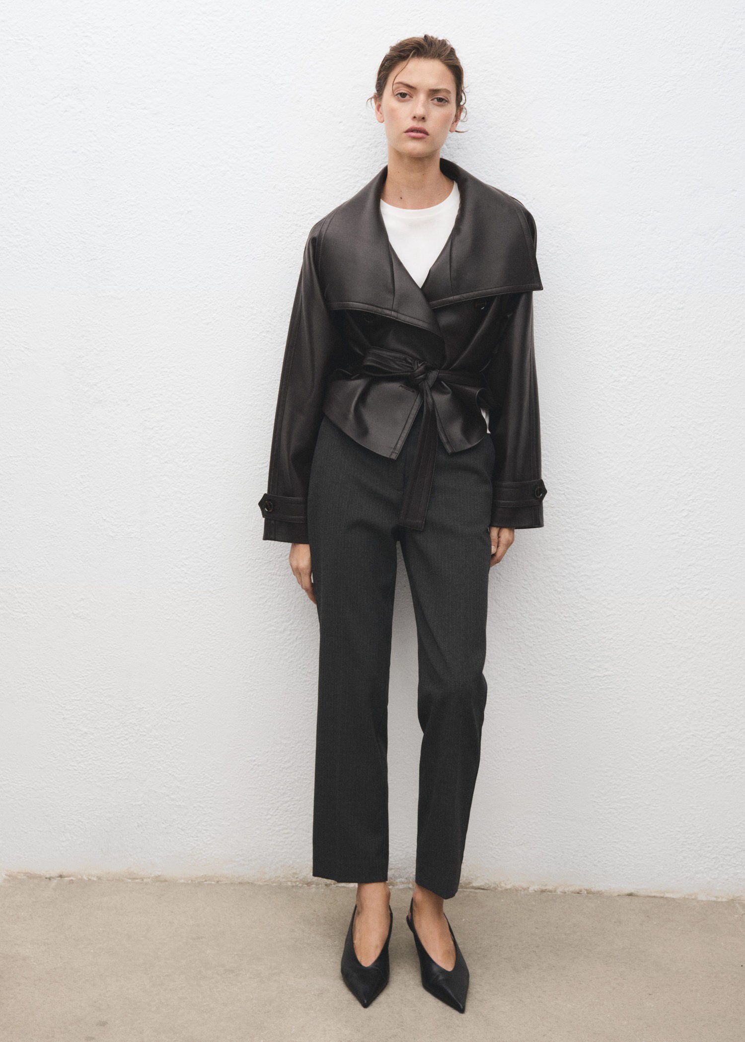 Slim cropped pinstripe trousers