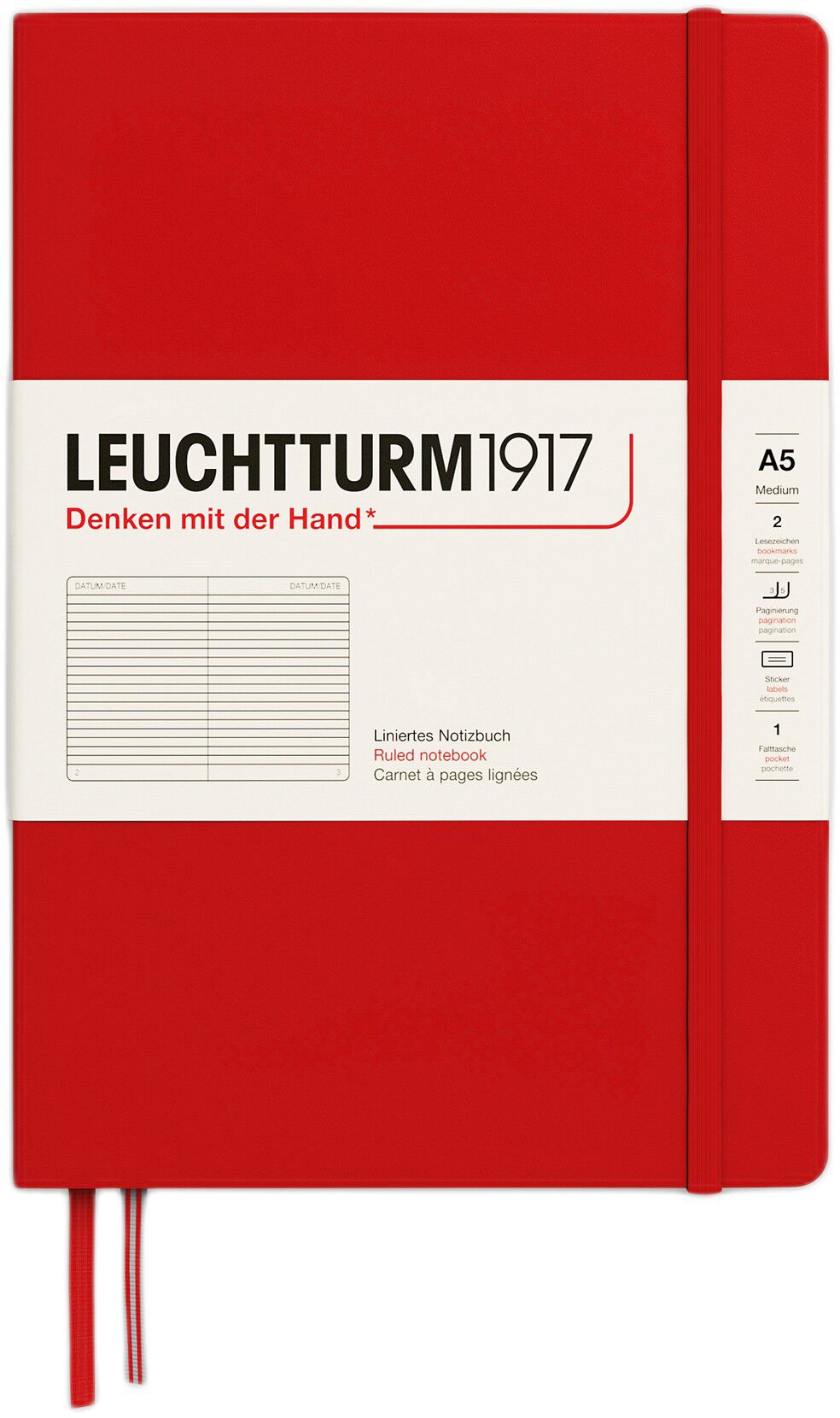 LT1917 Notesbog HC Linjeret A5 /Medium Cherry 373978