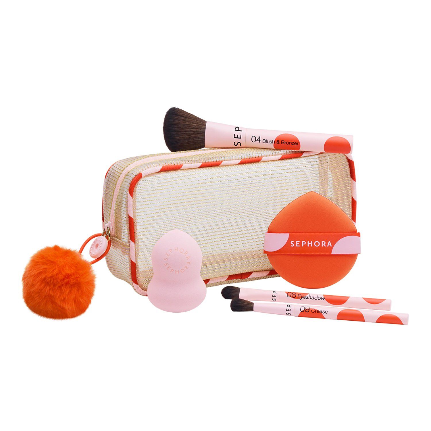 Sminkborstar och tillbeh&ouml;r - 3 borstar f&ouml;r hud & &ouml;gon + 2 sminksvampar