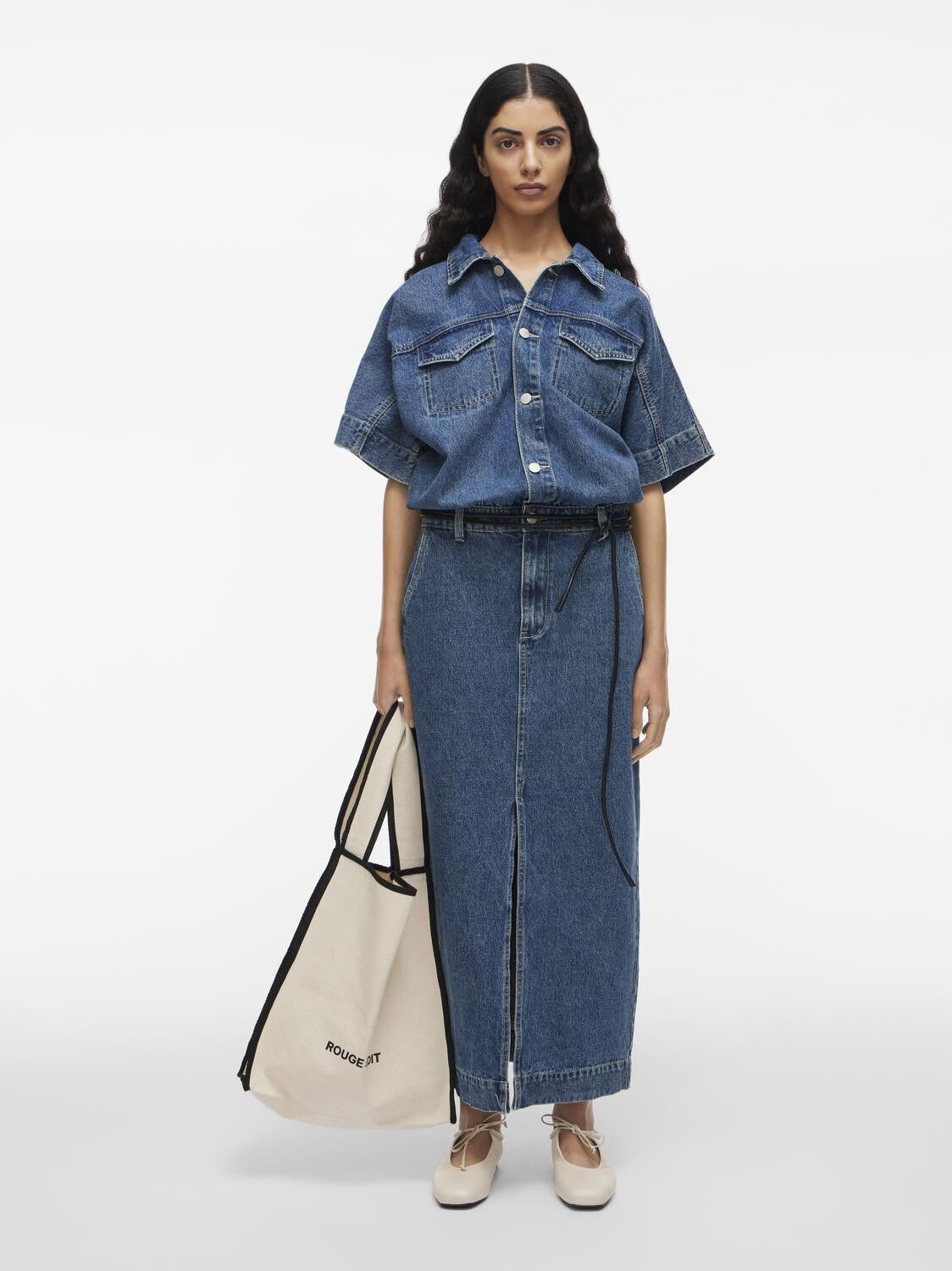 Roujolie Ss Midi Denim Dress