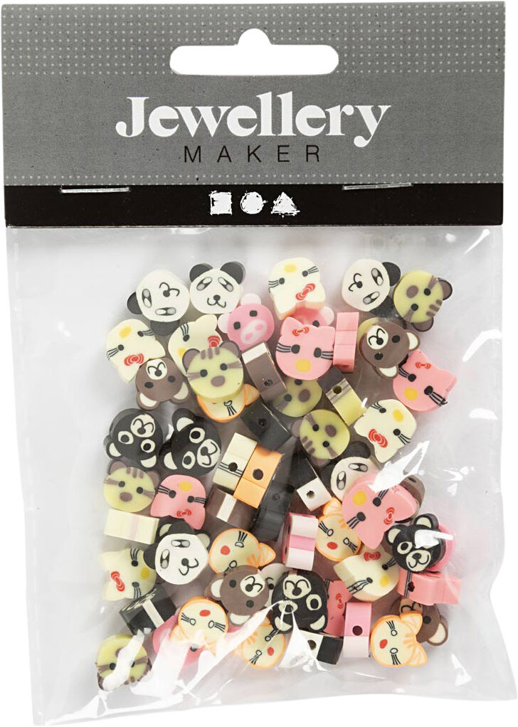 Figurperler, Dyr, diam. 10 mm, hulstr. 1,5 mm, 60 stk.