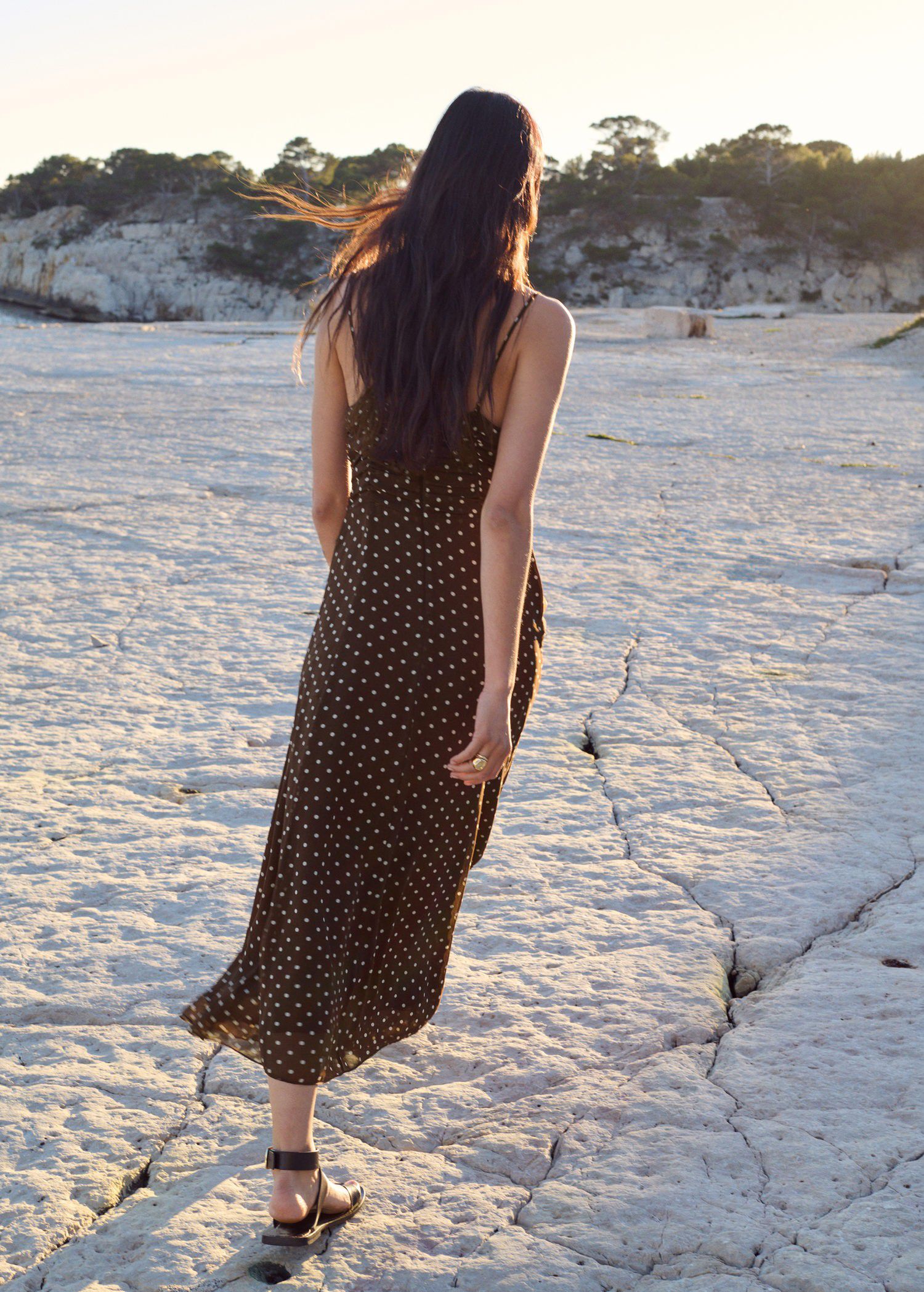 Polka dots long dress