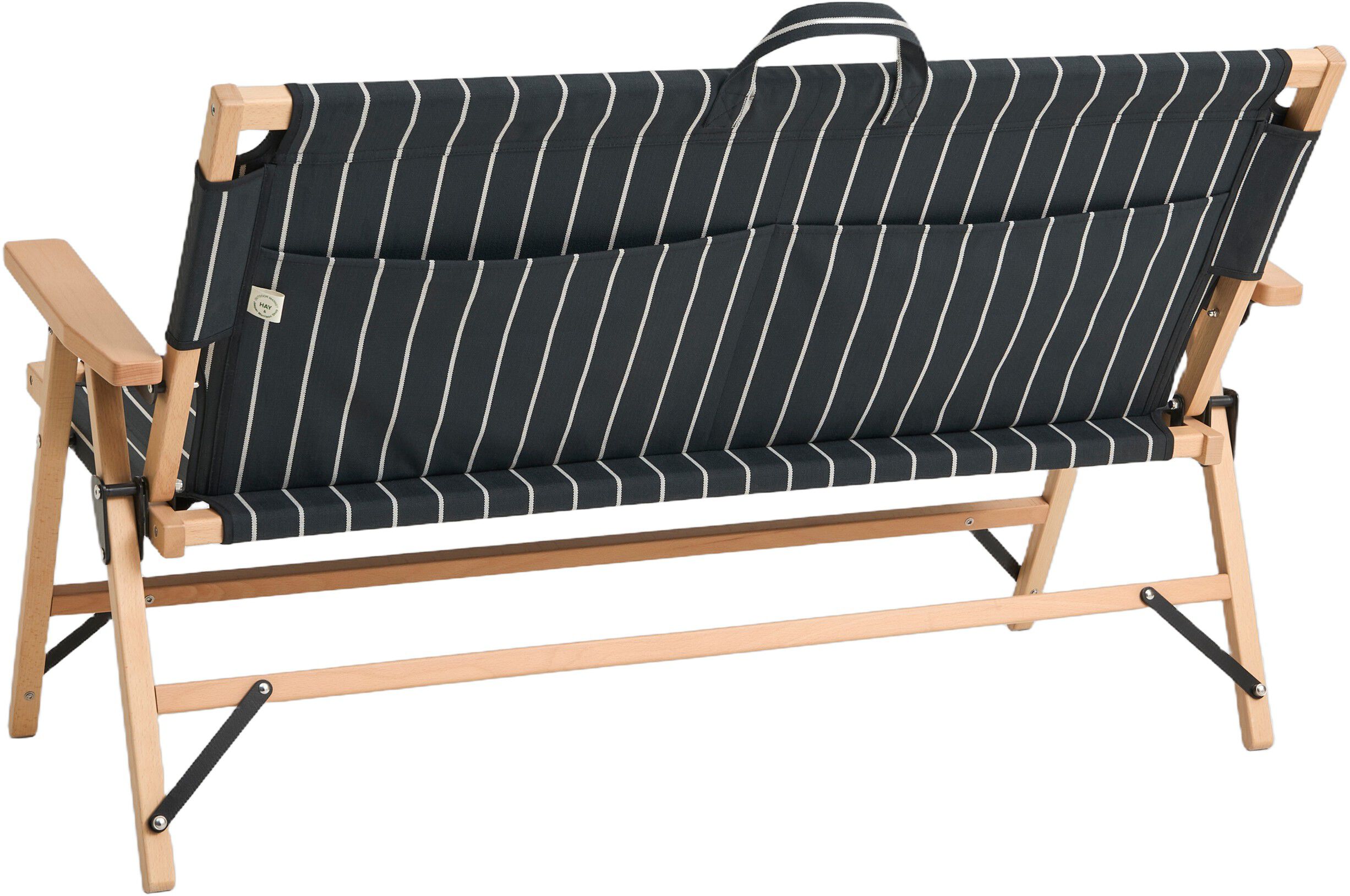Outdoor Market Folding Sofa - Black with beige stripe -