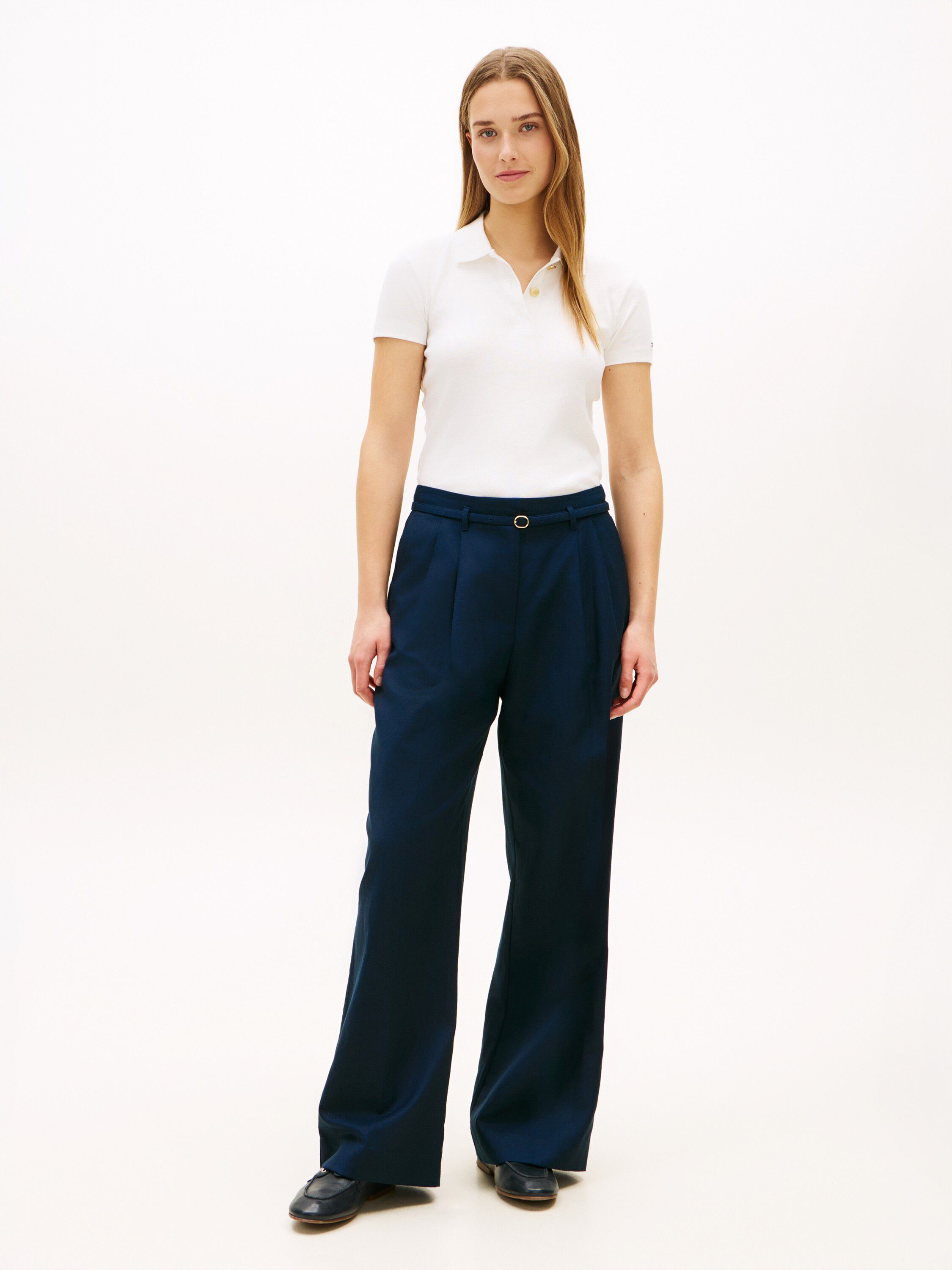 LINEN BLEND WIDE LEG PANT