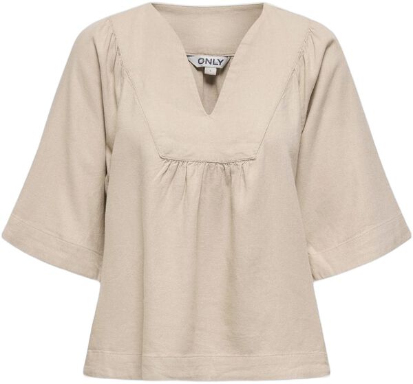 ONLCARO 2/4 V-NECK LINEN BL TOP CC