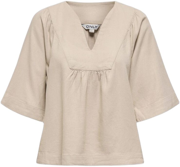 ONLCARO 2/4 V-NECK LINEN BL TOP CC