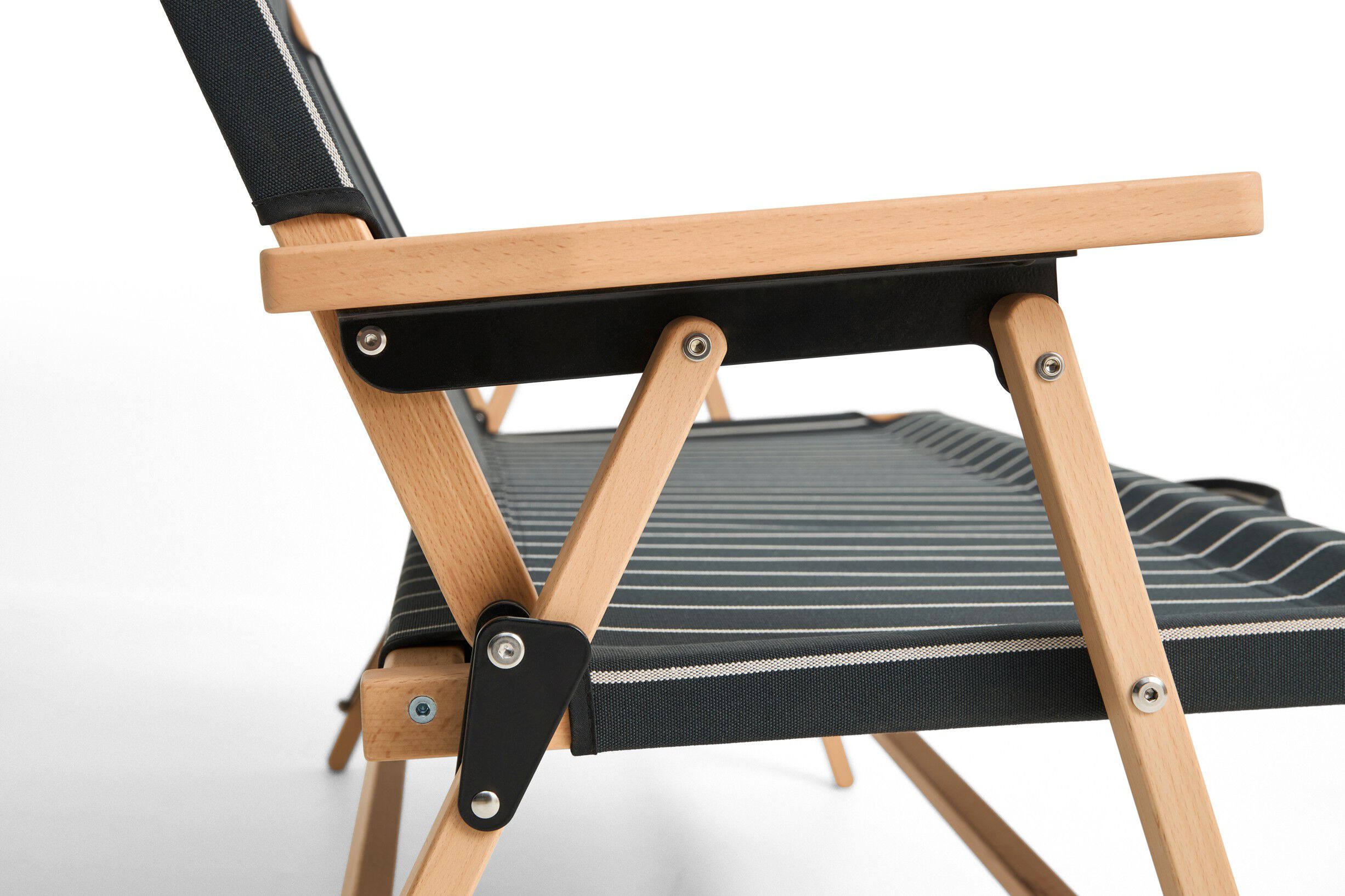 Outdoor Market Folding Sofa - Black with beige stripe -