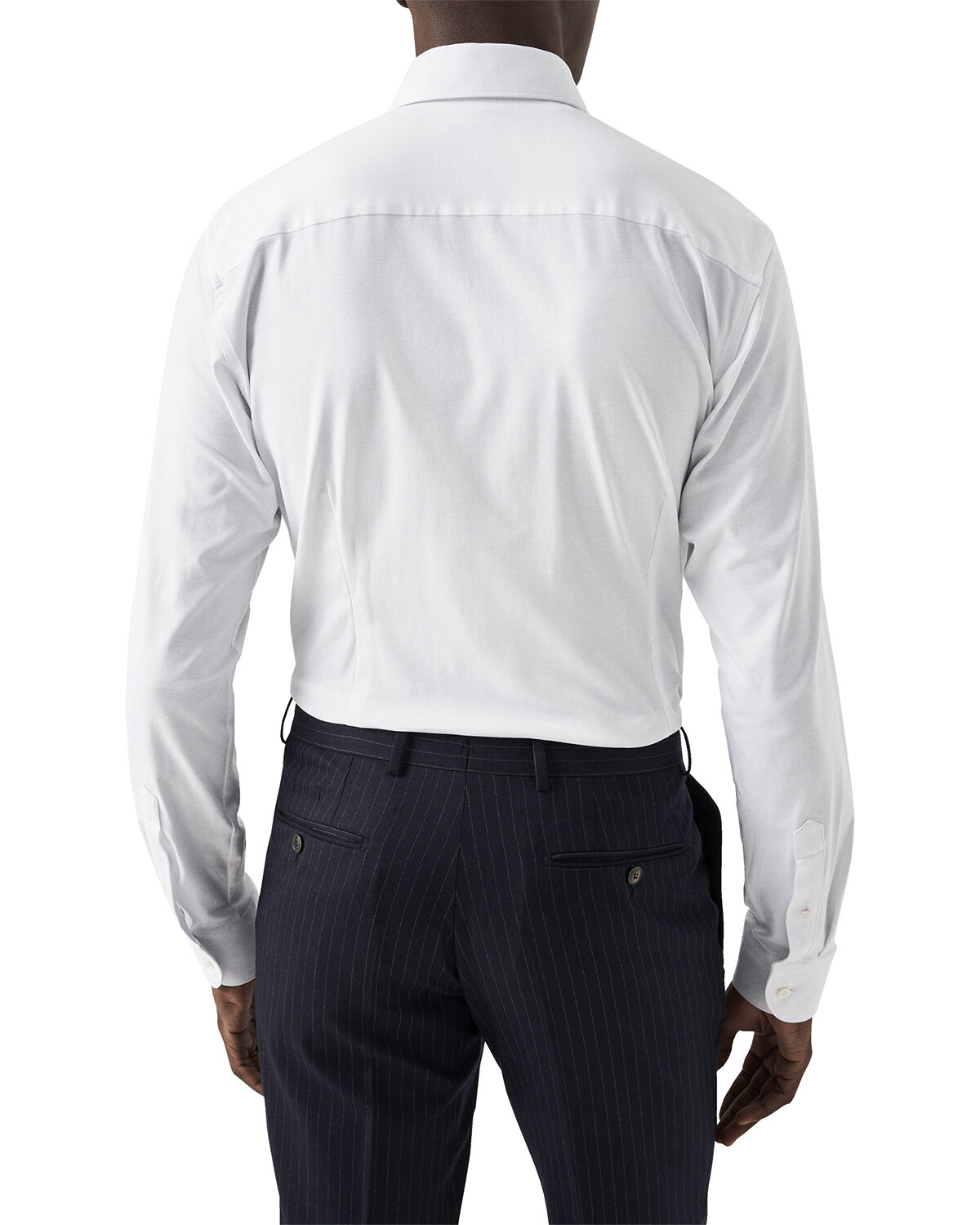 Contemporary Fit Navy Blue Solid Four-Flex Stretch Shirt