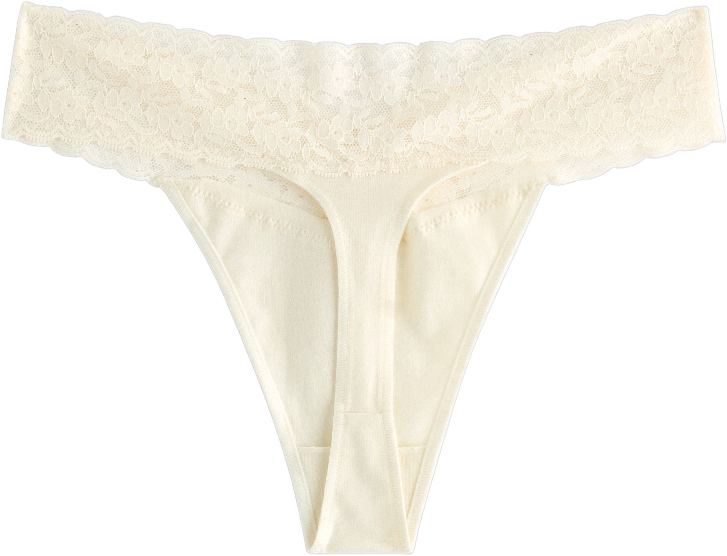 Myk tanga med blonder og lav midje.