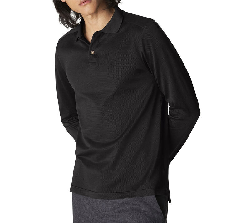 Black Knit Jacquard Polo Shirt