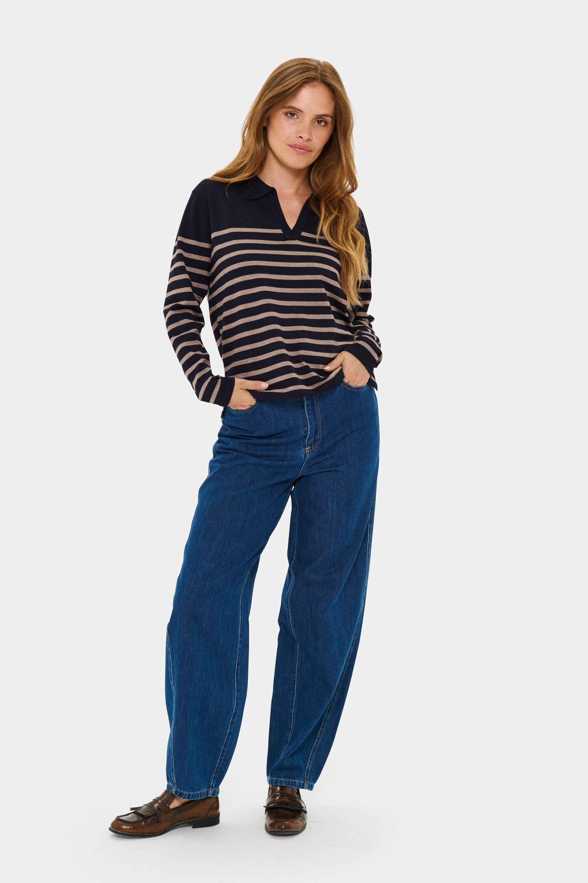 MilaSZ Striped Polo Pullover