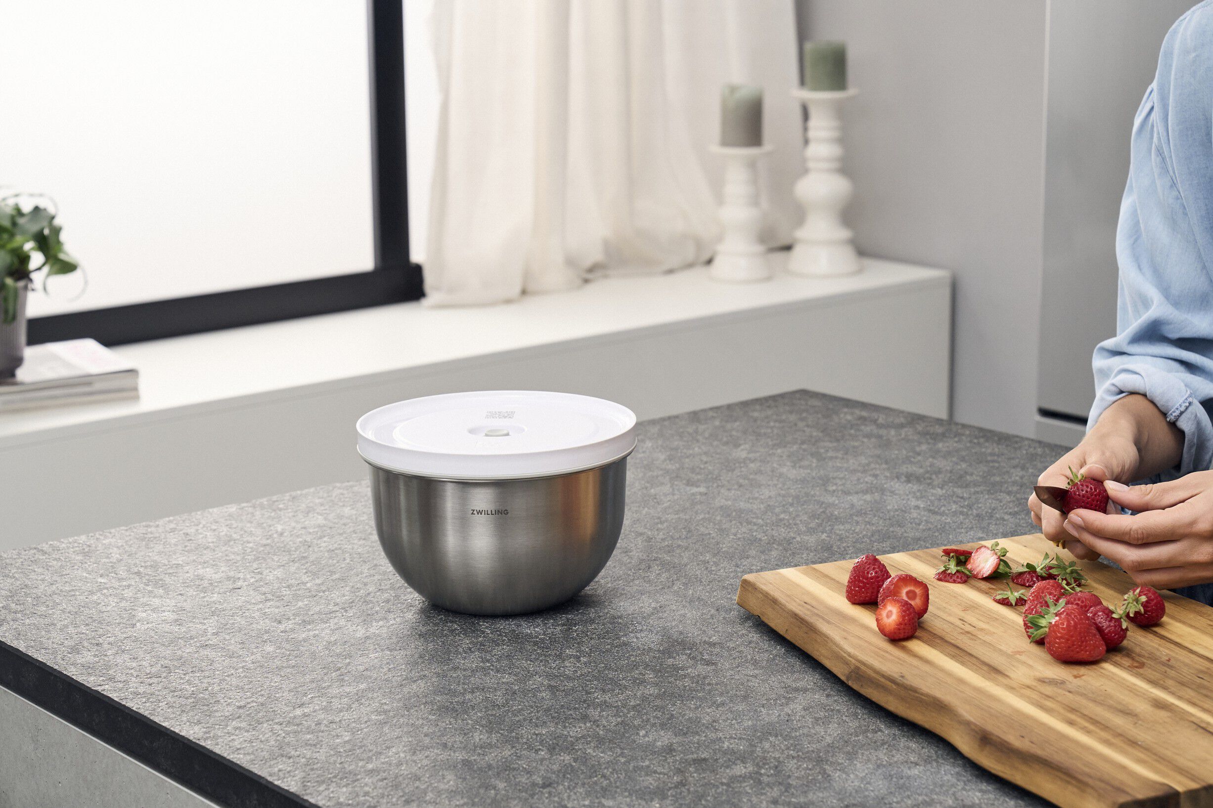 Fresh & Save BOWLS Vakuumsk&aring;l M / 19 cm, Rostfritt st&aring;l, Silver