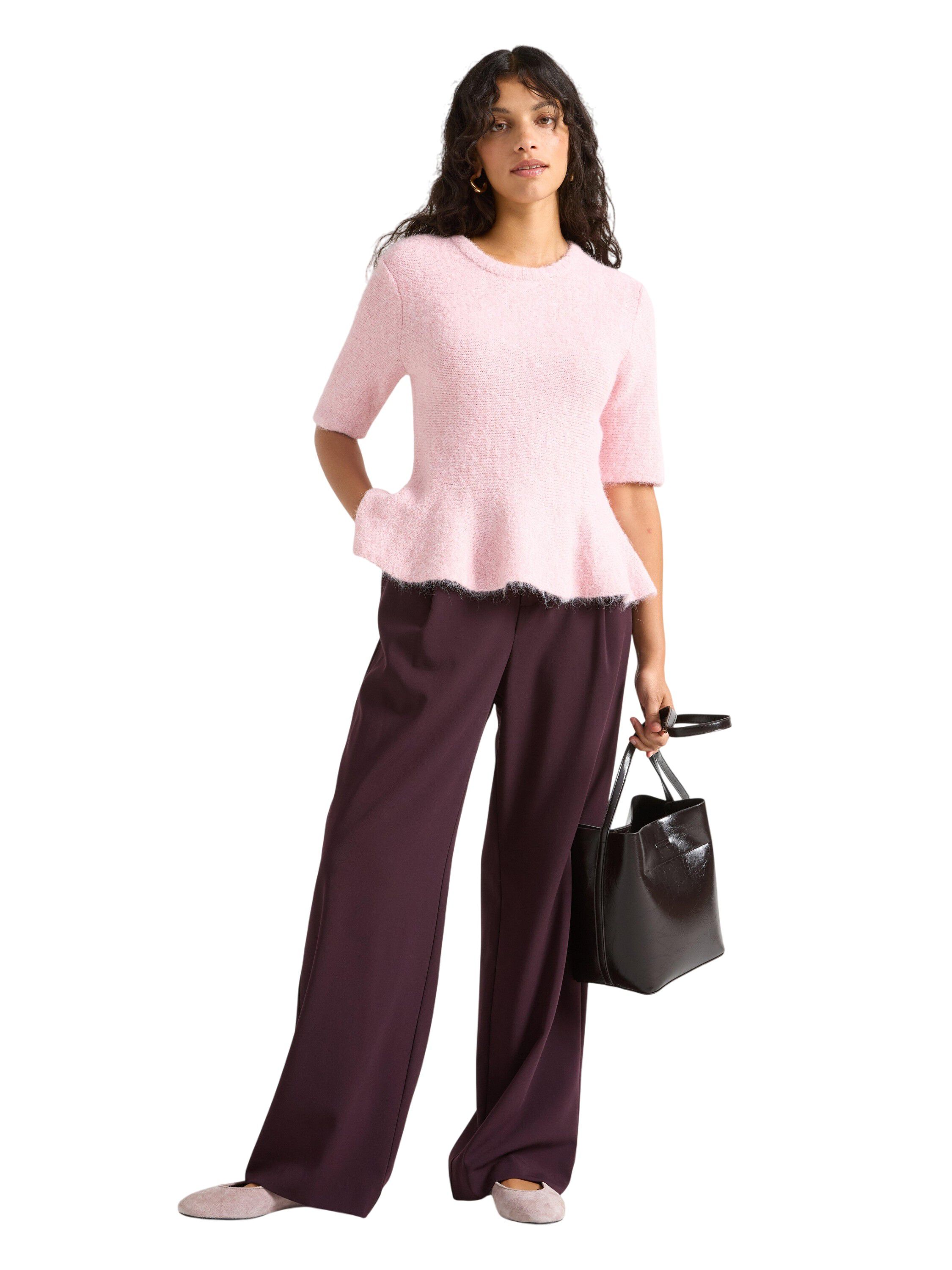 Strikket genser med korte ermer og