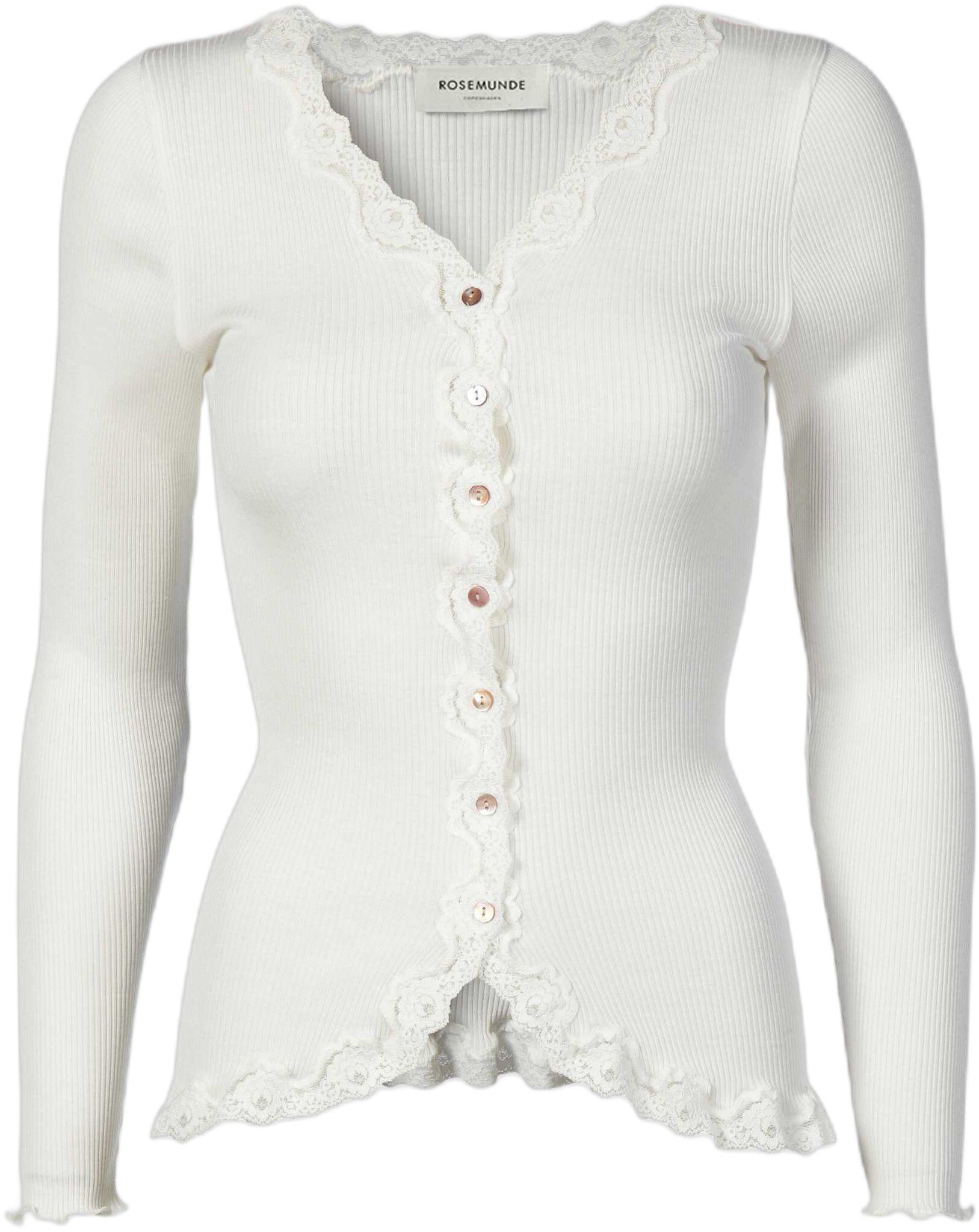 Silk cardigan regular ls w/rev vintage lace